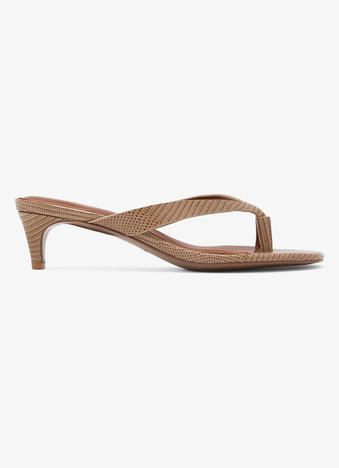 Reiss Mia sandalette van leer  - voorkant 5 beige