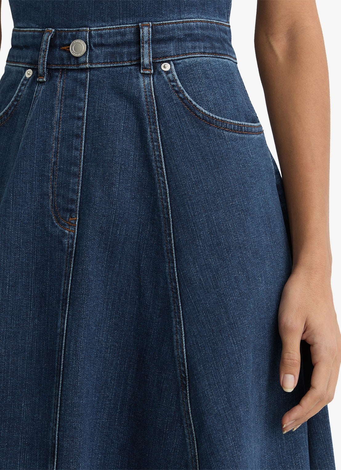 Reiss Midi A-lijn jurk van denim met steekzakken - detail 3 indigo