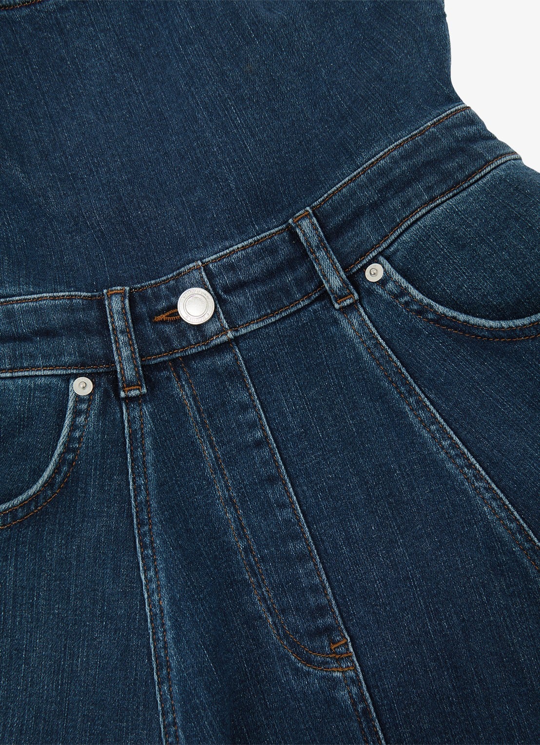 Reiss Midi A-lijn jurk van denim met steekzakken - detail 5 indigo