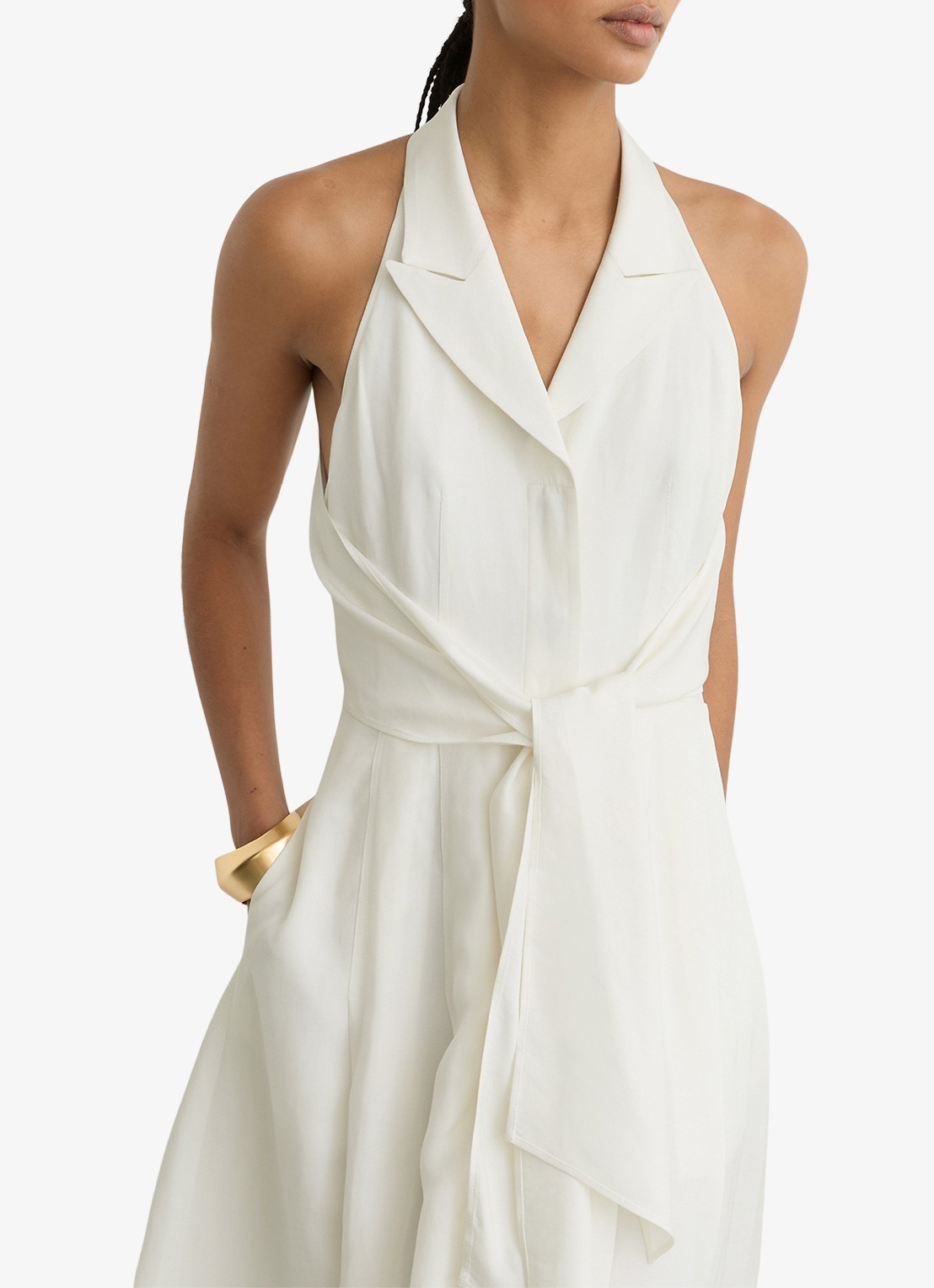 Reiss Midi jurk met halter - detail 2 wit