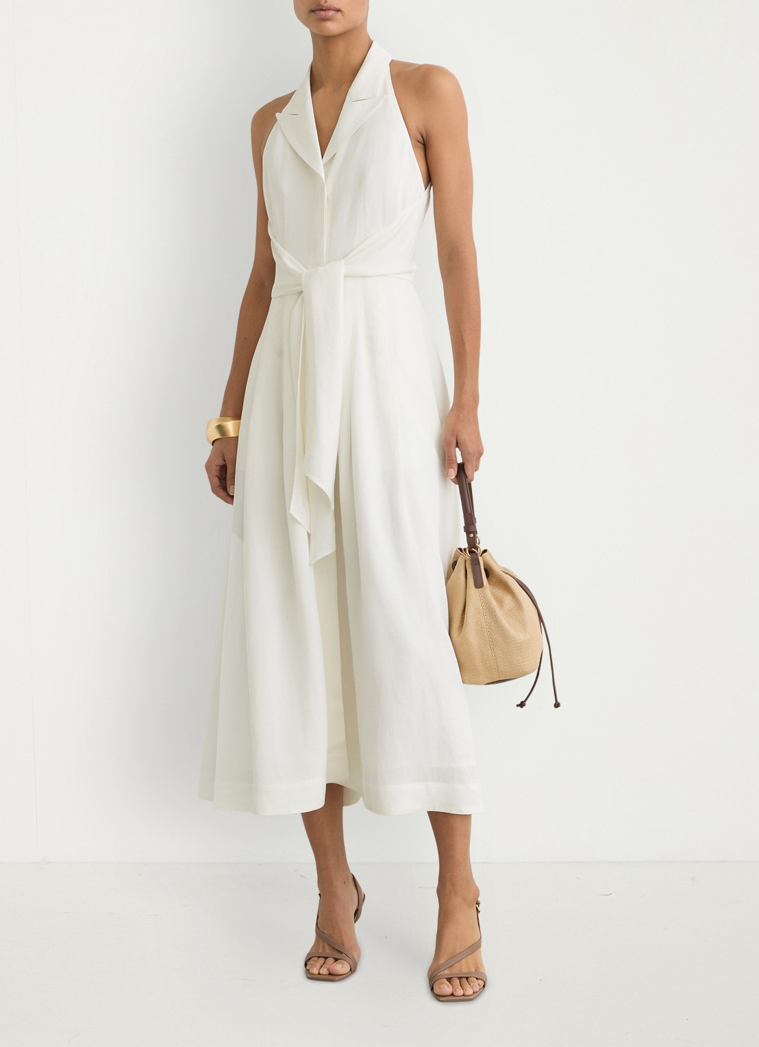 Reiss Midi jurk met halter - voorkant 7 wit