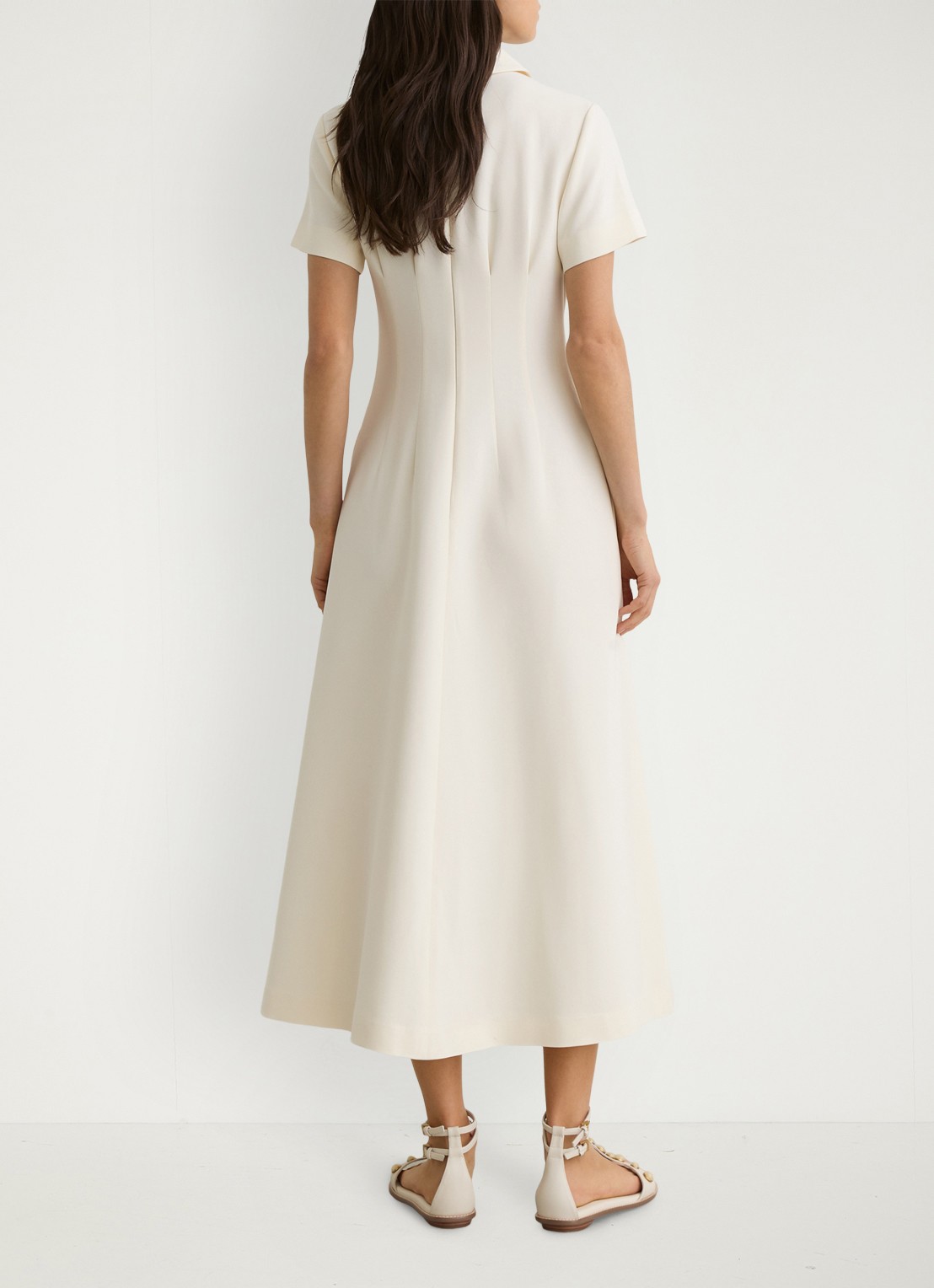 Reiss Midi jurk met plooien - achterkant creme