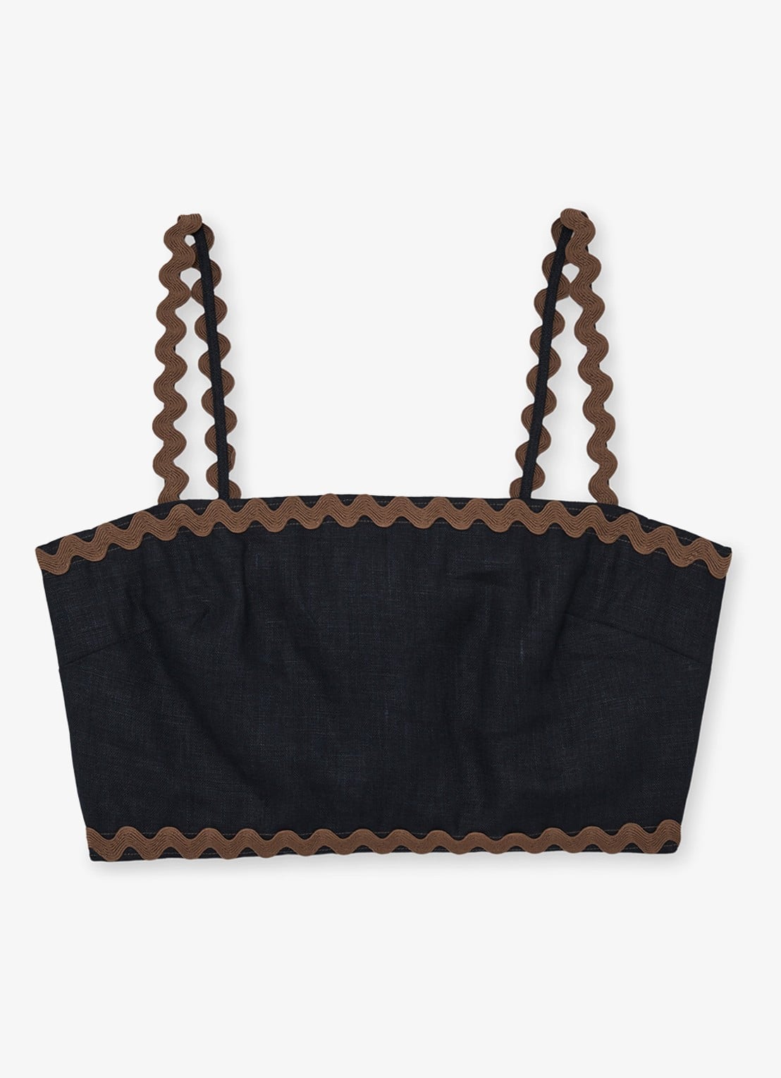 Reiss Mila crop top van linnen - voorkant bruin