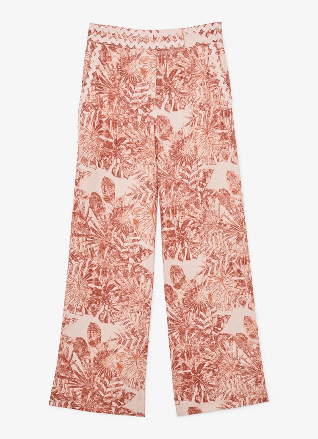 Reiss Mila high waist wide fit pantalon met bloemenprint - voorkant 2 lichtroze