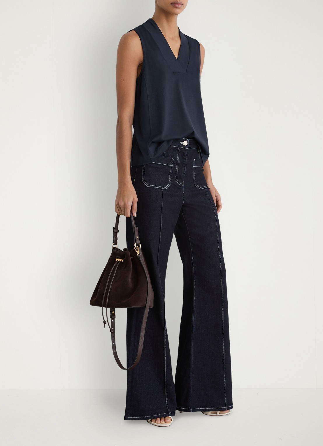 Reiss Miley top met V-hals - voorkant 6 blauw
