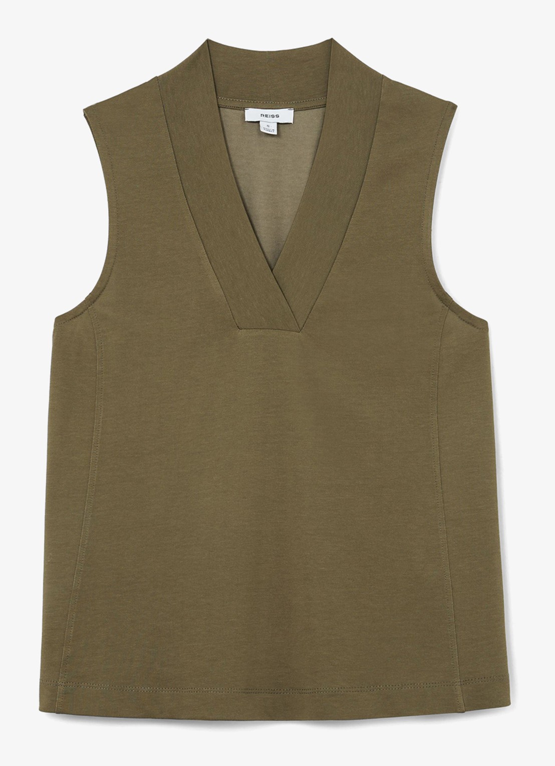 Reiss Miley top met V-hals - voorkant 5 khaki