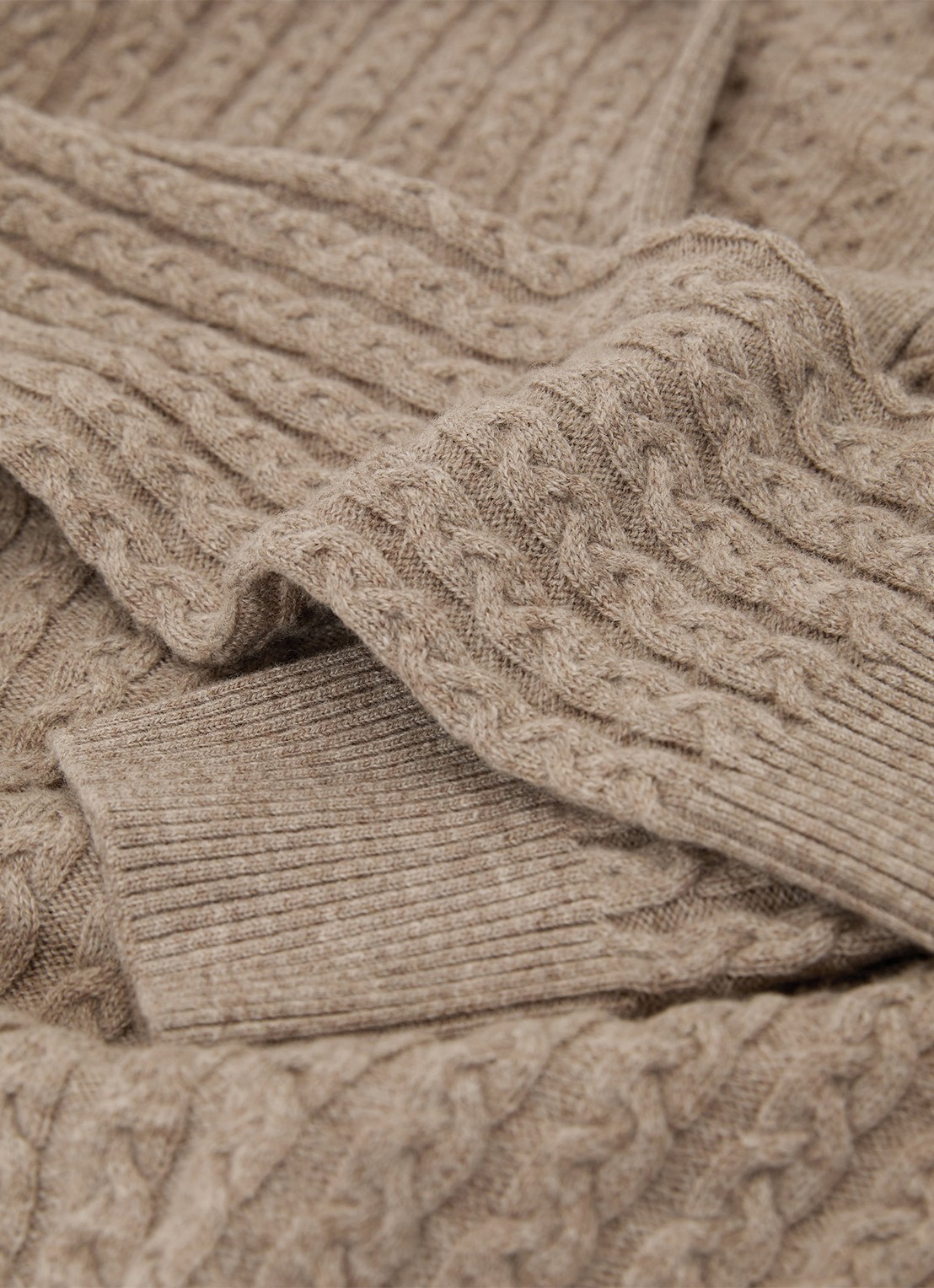 Reiss Millie kabelgebreide trui in kasjmier wolblend - detail 6 beige