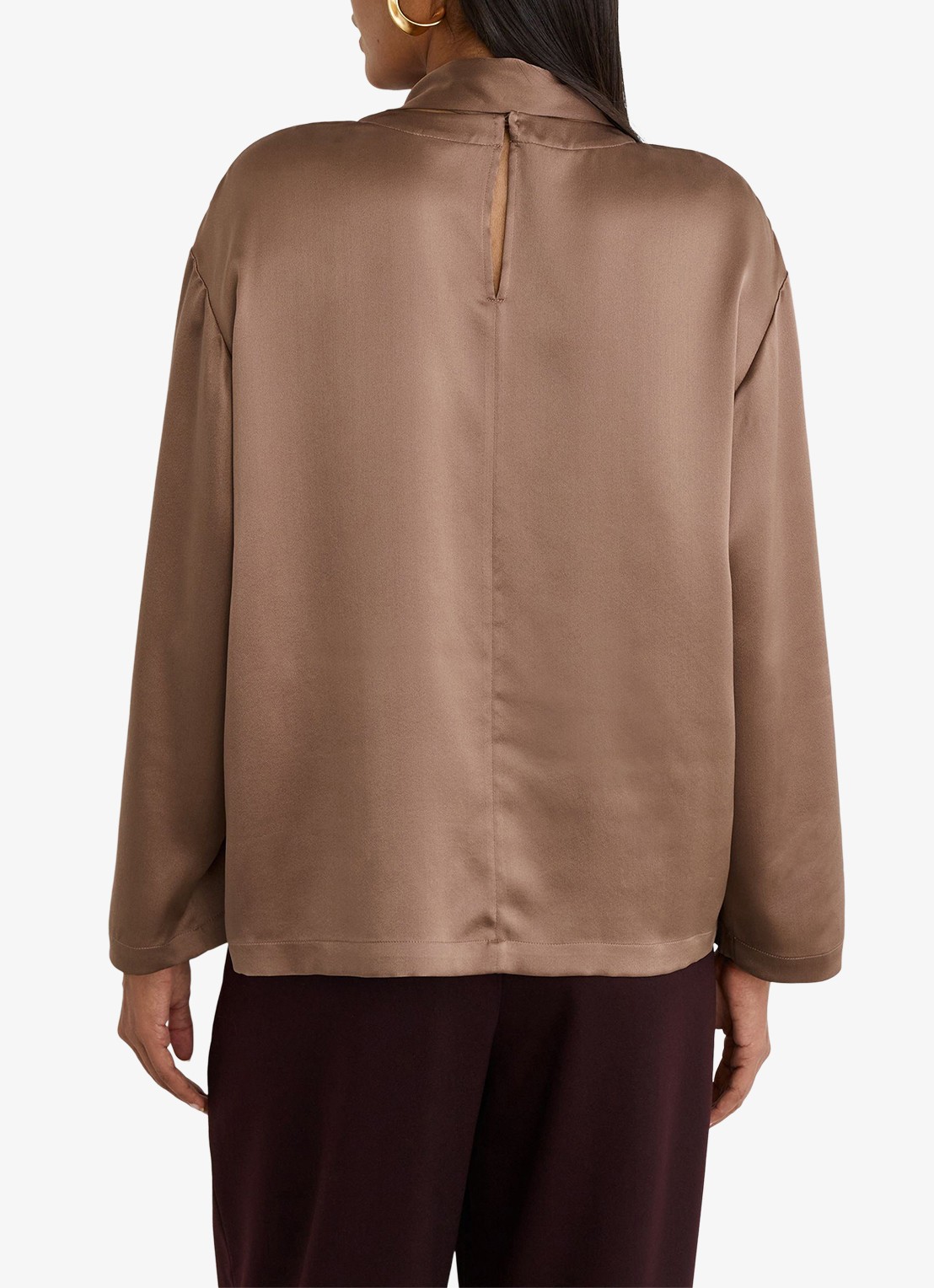 Reiss Millie tuniek van zijde met sjaalkraag - achterkant 6 bruin