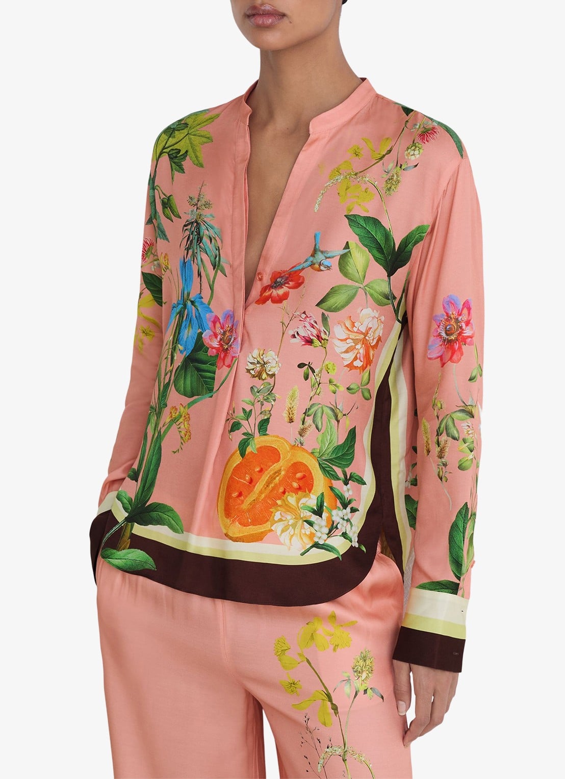 Reiss Milos blouse met print - detail 4 oudroze