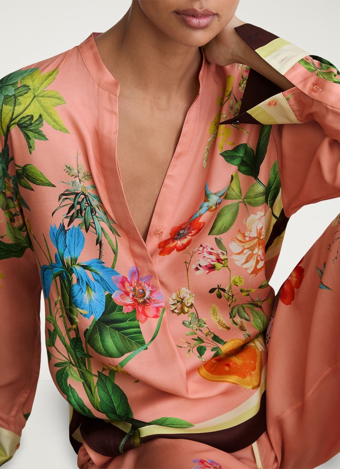 Reiss Milos blouse met print - detail 5 oudroze
