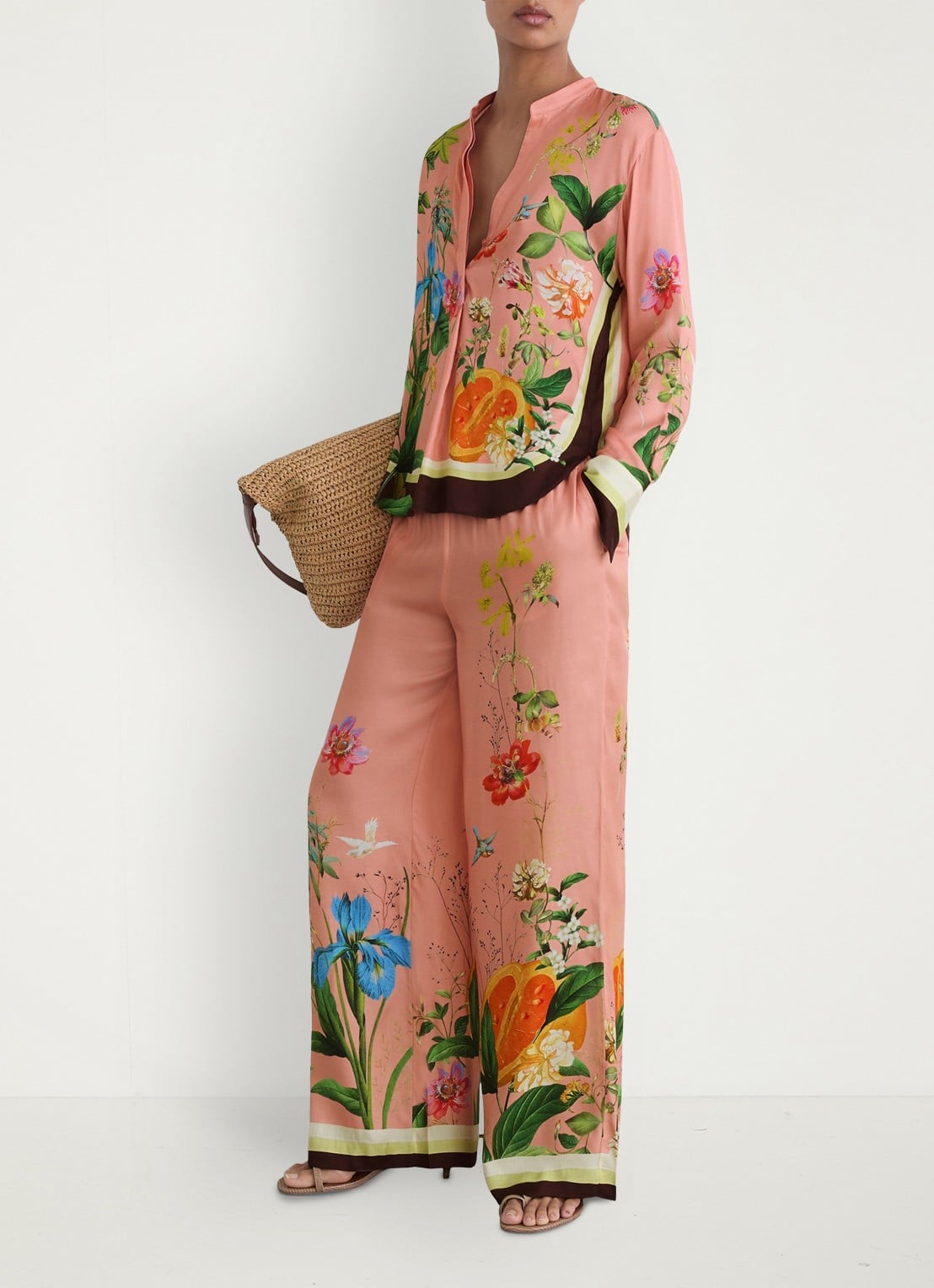 Reiss Milos blouse met print - voorkant 2 oudroze