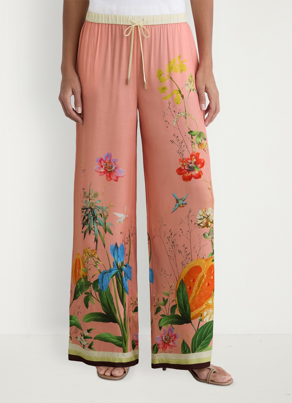 Reiss Milos mid waist wide fit pantalon met print - detail 2 oudroze
