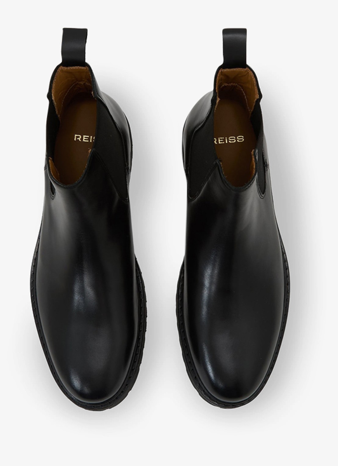Reiss Milton chelsea boot van leer - detail 6 zwart