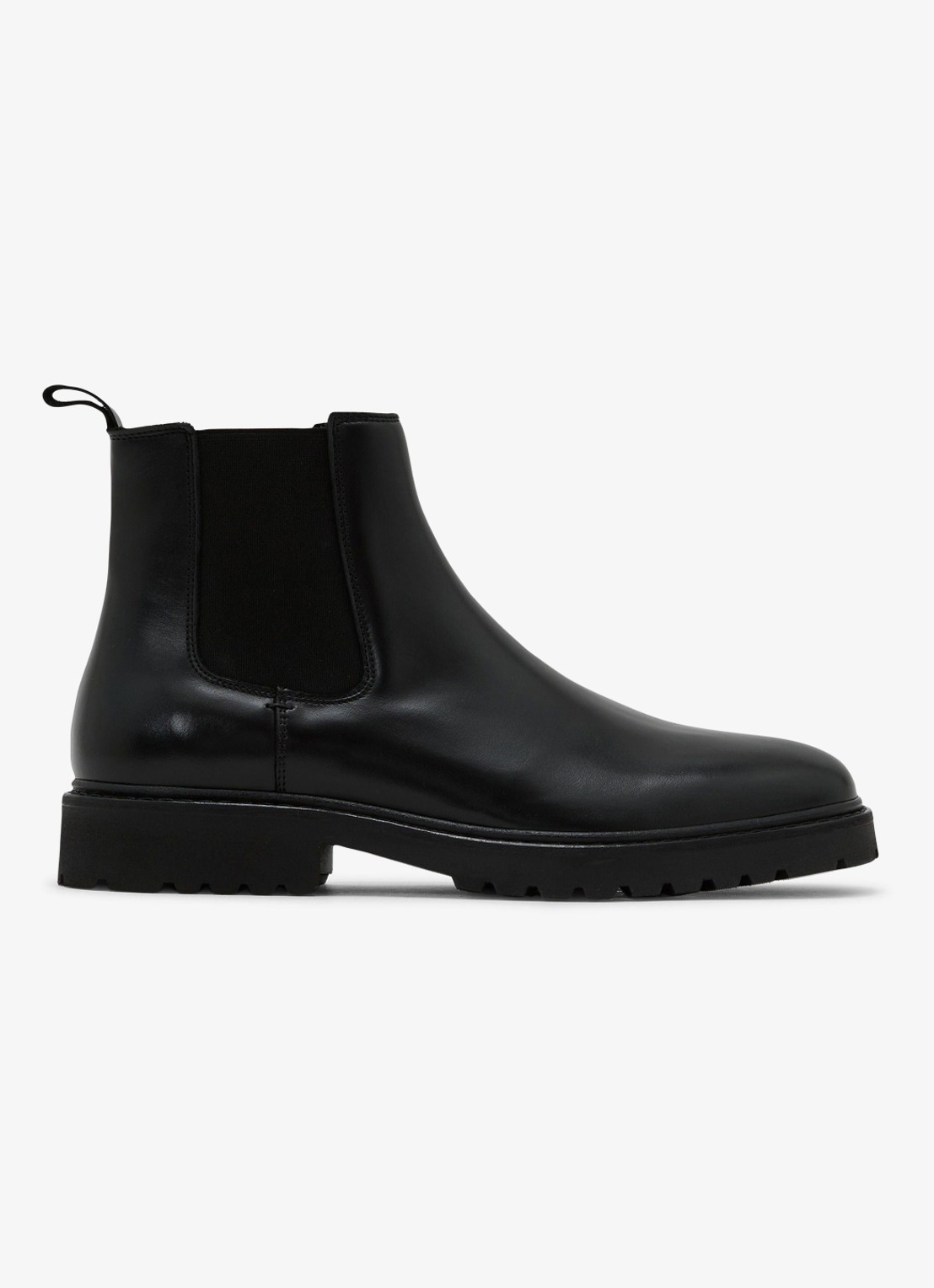 Reiss Milton chelsea boot van leer - voorkant zwart