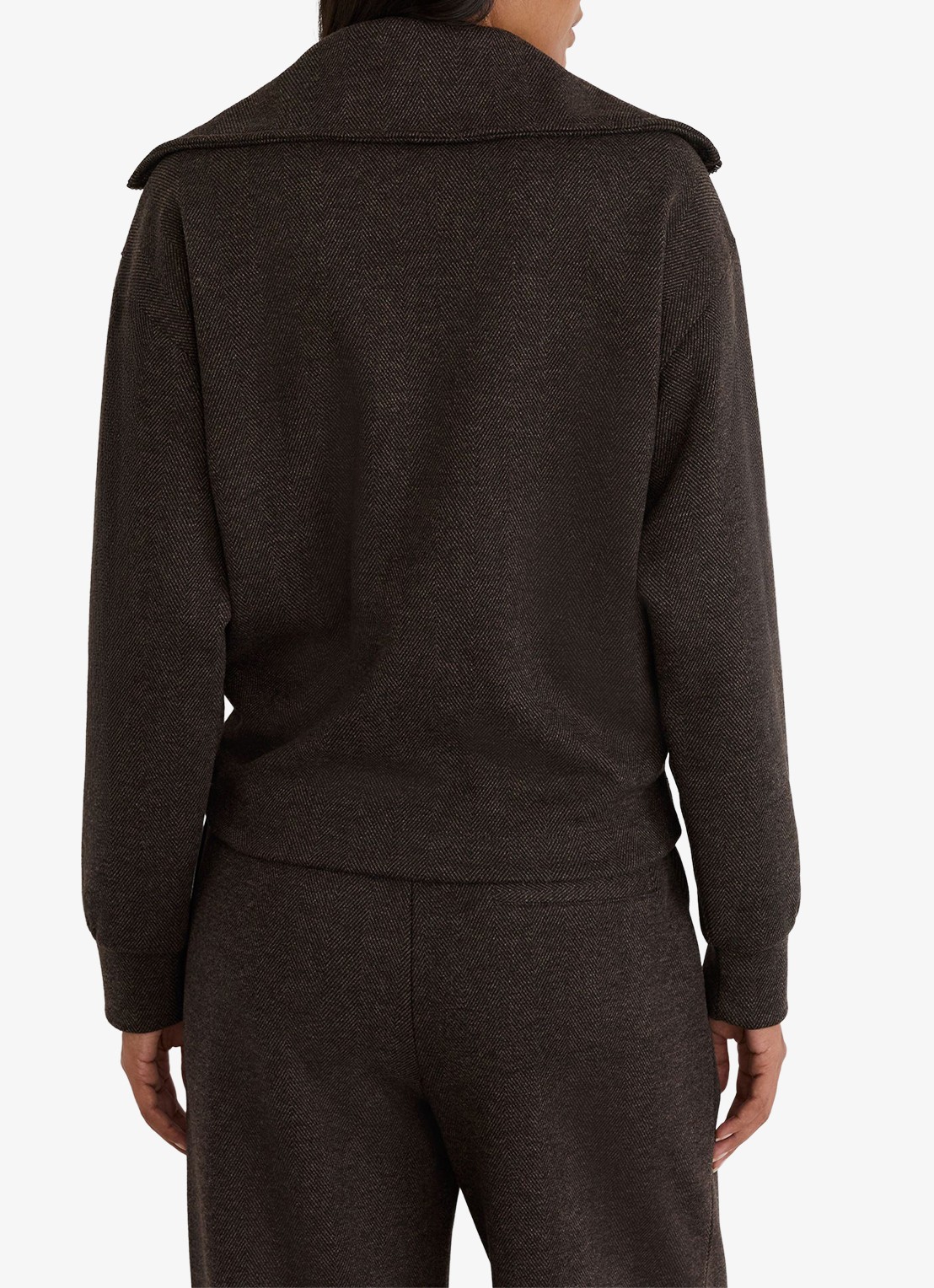 Reiss Mina sweater met halve rits  - achterkant 6 donkerbruin