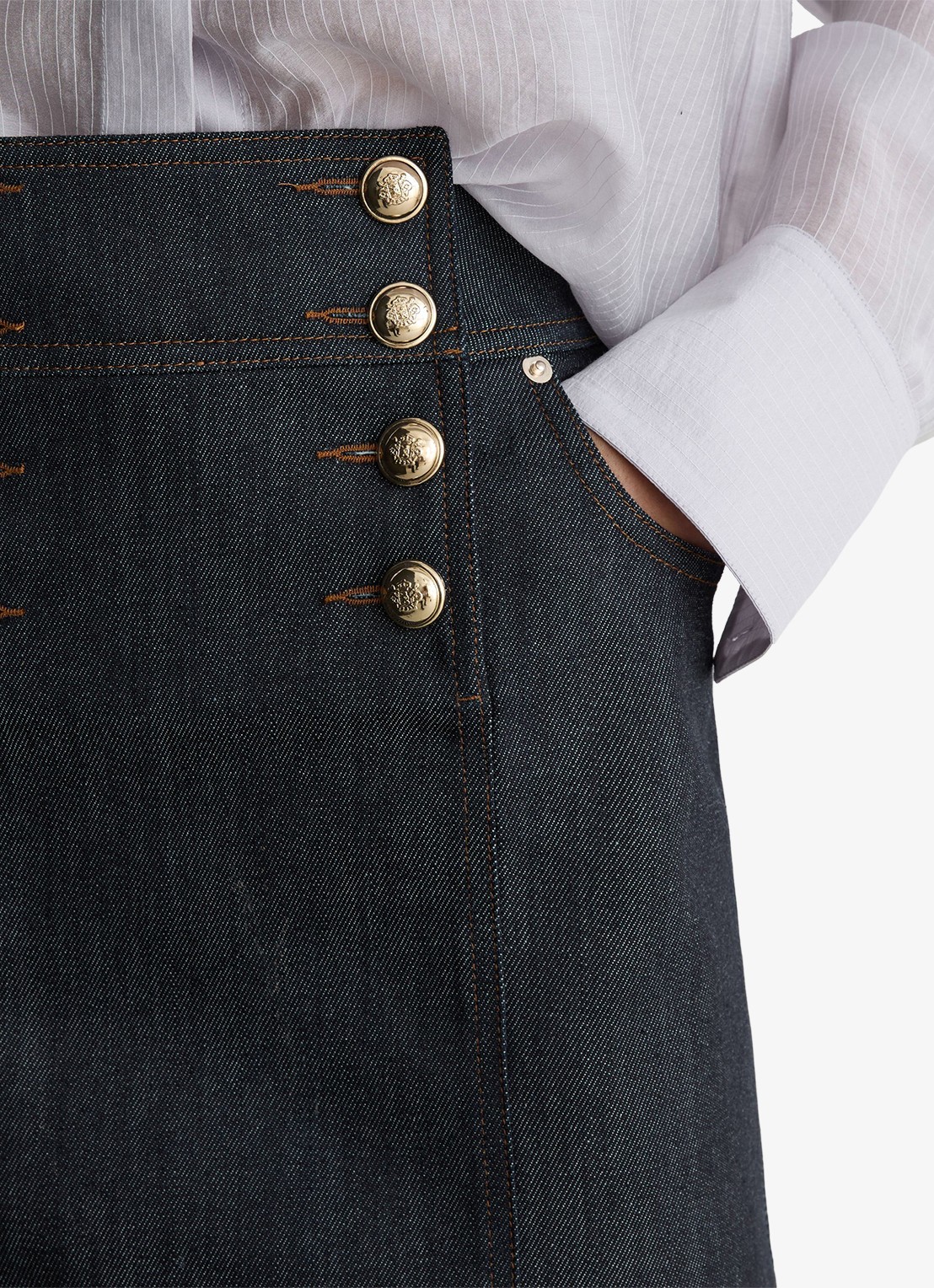 Reiss Mini rok met sierknopen - detail 4 donkerblauw