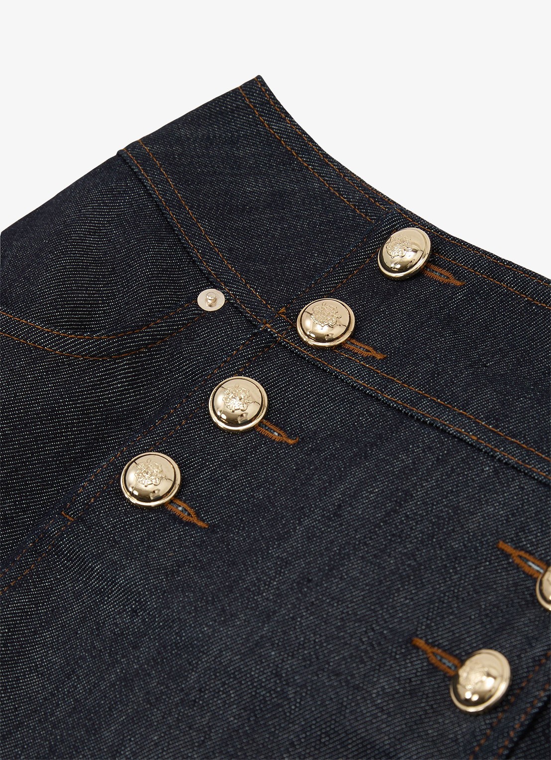 Reiss Mini rok met sierknopen - detail 5 donkerblauw