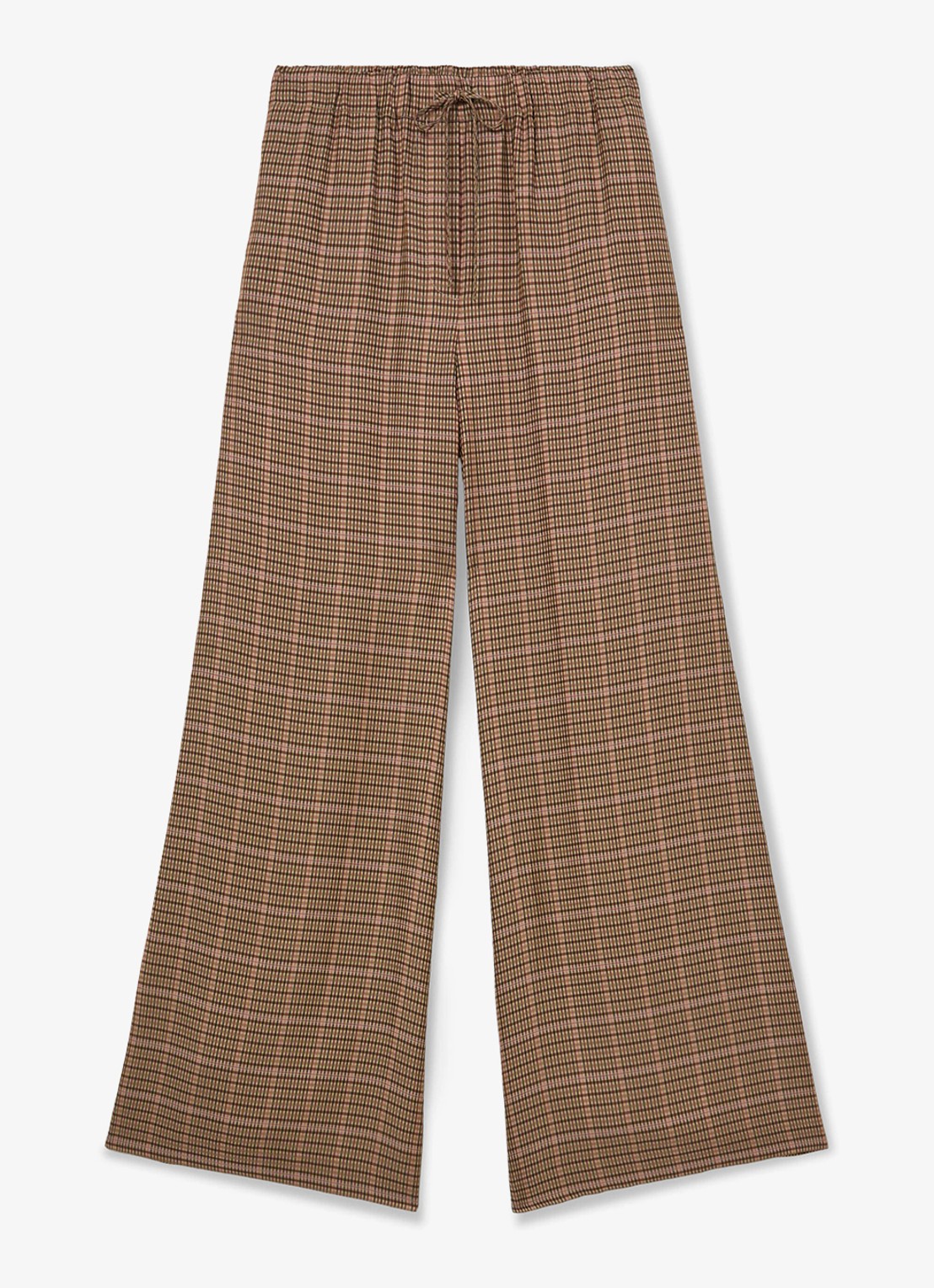 Reiss MINNIE high waist wide fit pantalon met pied-de-poule dessin  - voorkant 5 bruin