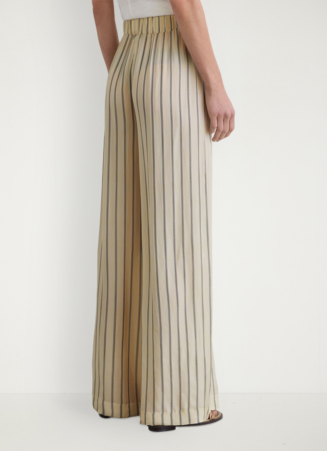 Reiss Minnie high waist wide fit pantalon met streepprint - achterkant 6 creme
