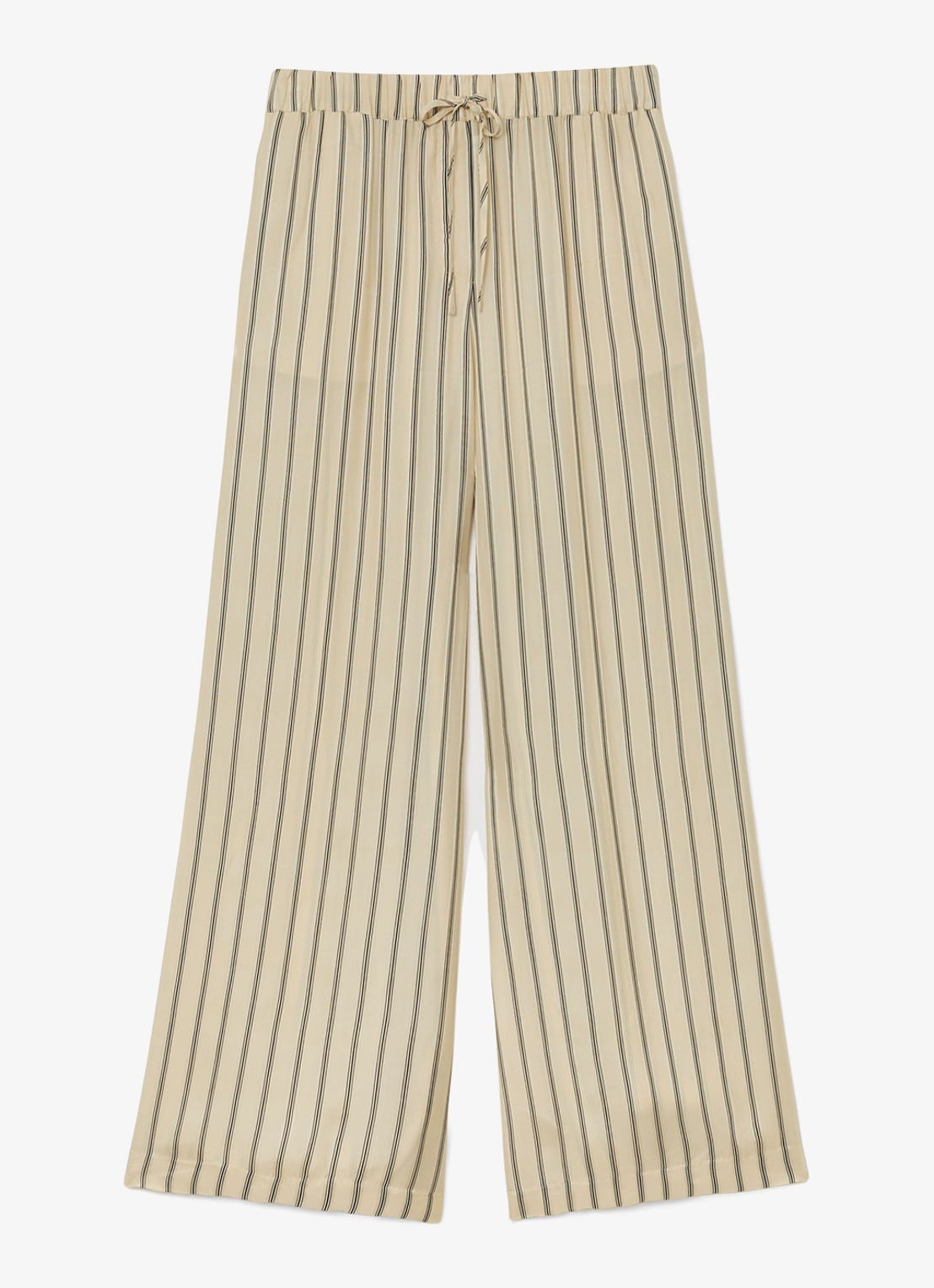Reiss Minnie high waist wide fit pantalon met streepprint - voorkant 4 creme
