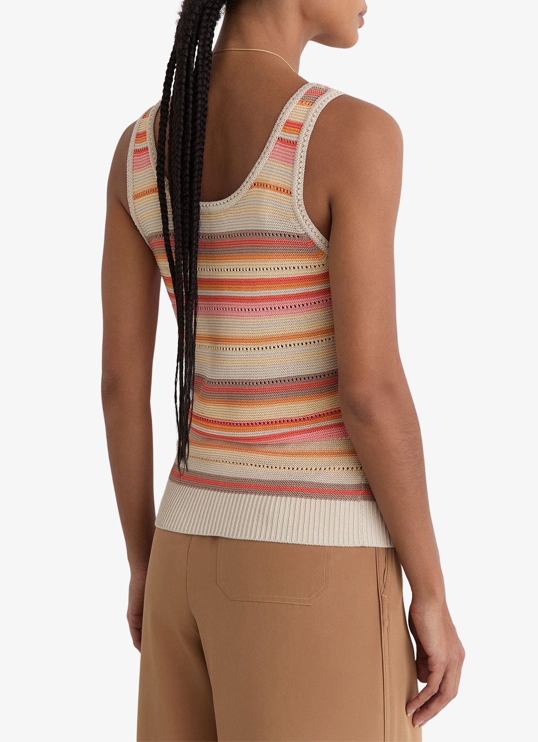 Reiss MIRIAM fijngebreide top met streepprint - achterkant 7 creme