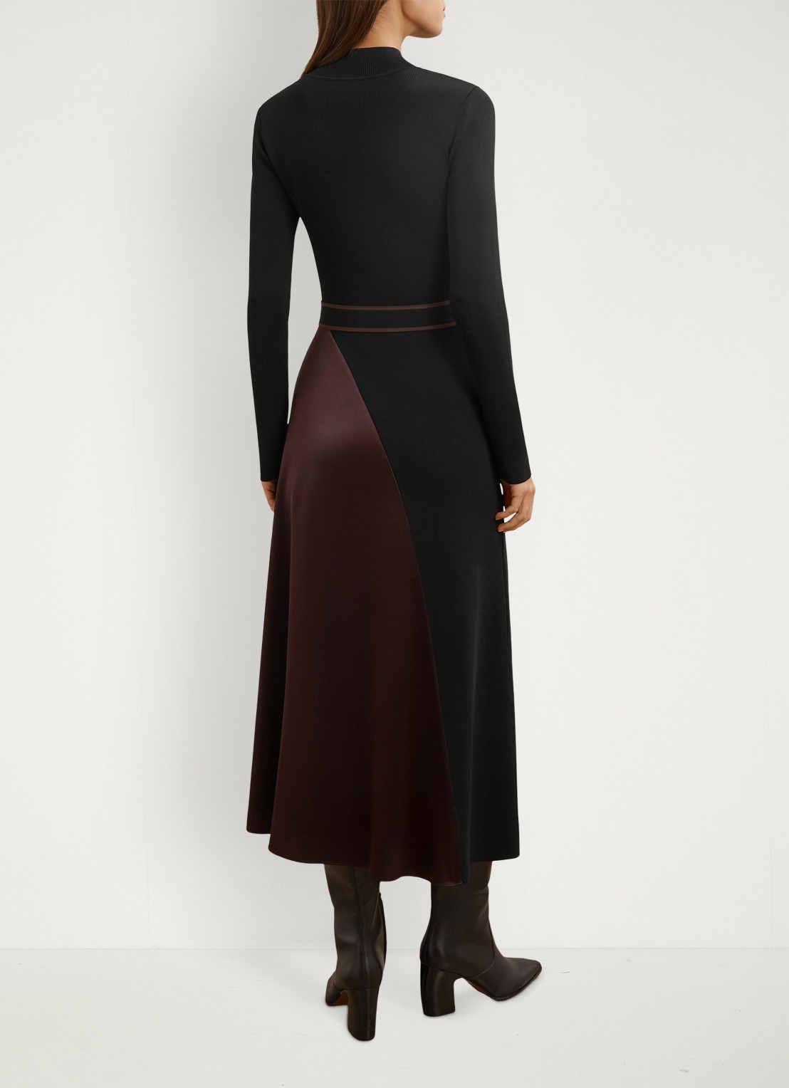 Reiss Misty midi A-lijn jurk met ceintuur - achterkant 7 zwart