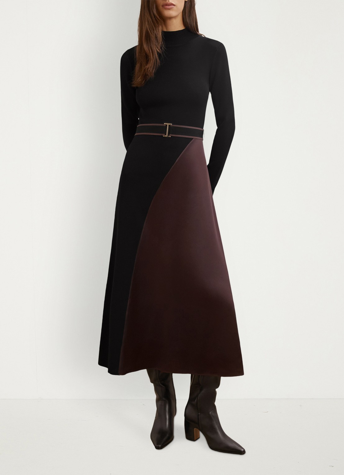Reiss Misty midi A-lijn jurk met ceintuur - detail 2 zwart