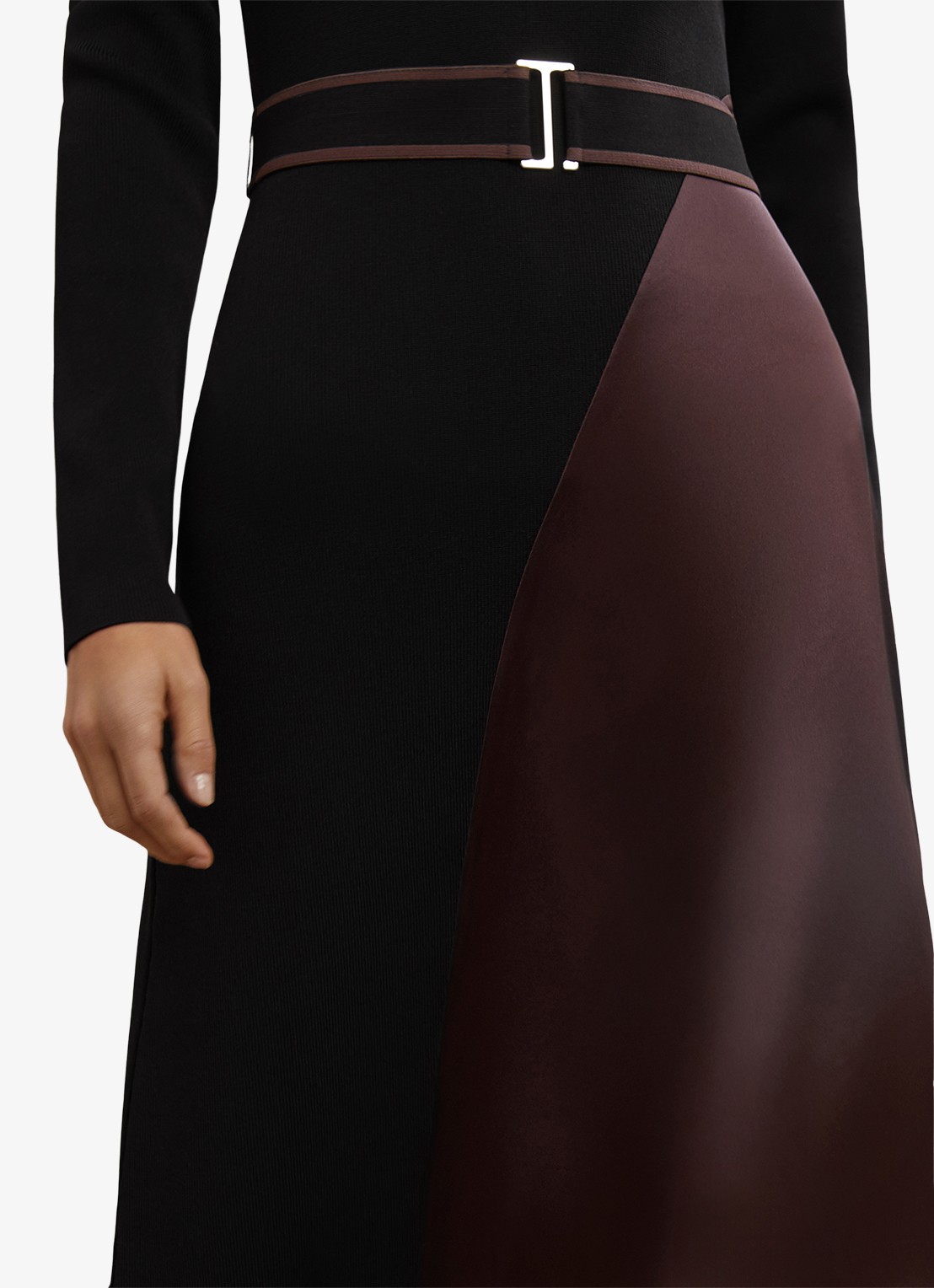 Reiss Misty midi A-lijn jurk met ceintuur - detail 5 zwart