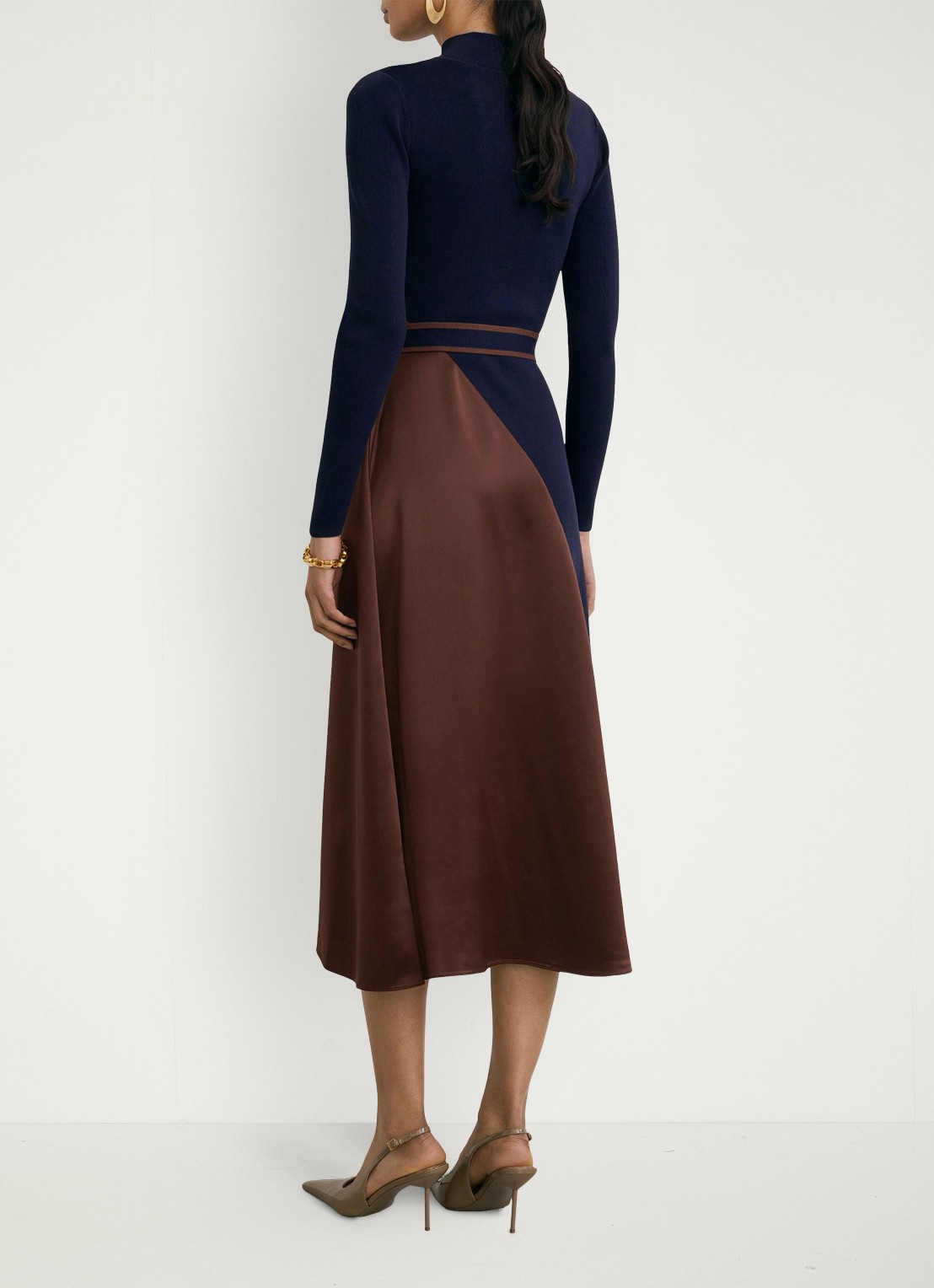 Reiss Misty midi jurk met colourblocking - achterkant 5 multicolor