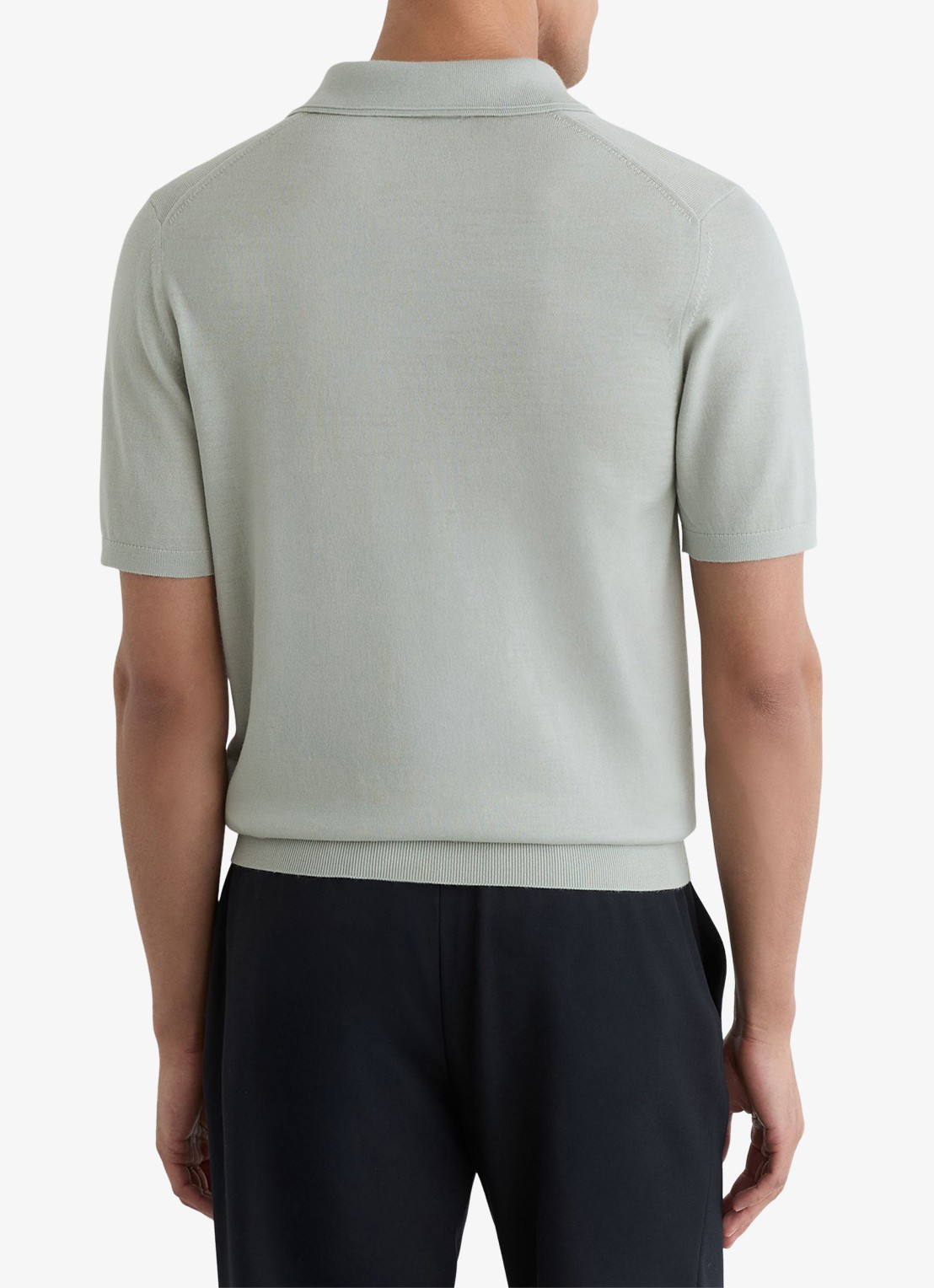 Reiss Mnor regular fit polo van merino wol - achterkant lichtgroen