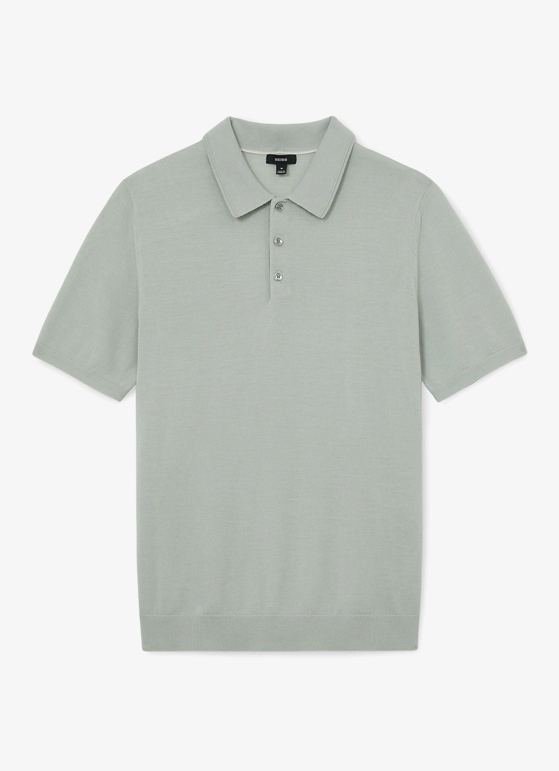 Reiss Mnor regular fit polo van merino wol - voorkant 2 lichtgroen