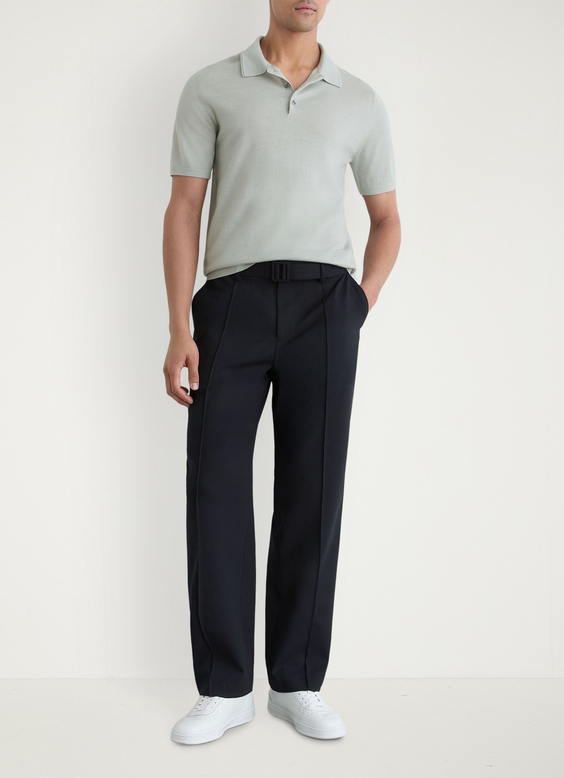 Reiss Mnor regular fit polo van merino wol - voorkant 3 lichtgroen