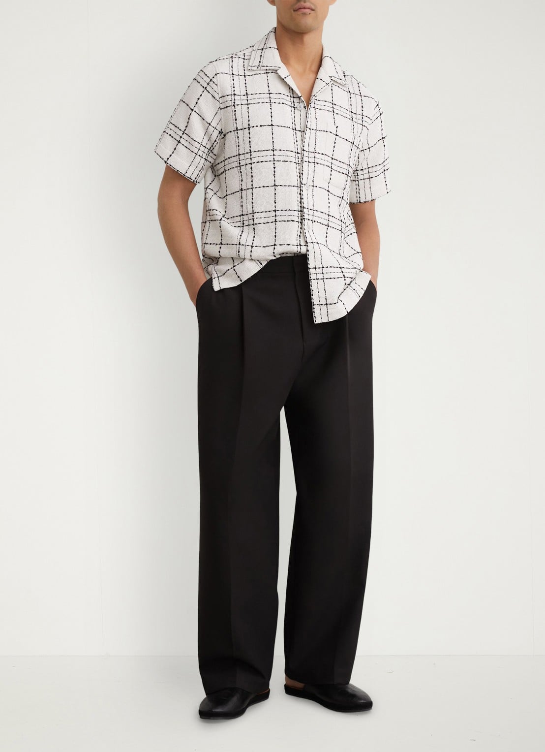 Reiss Moran regular fit overhemd met ruitdessin - voorkant 2 wit
