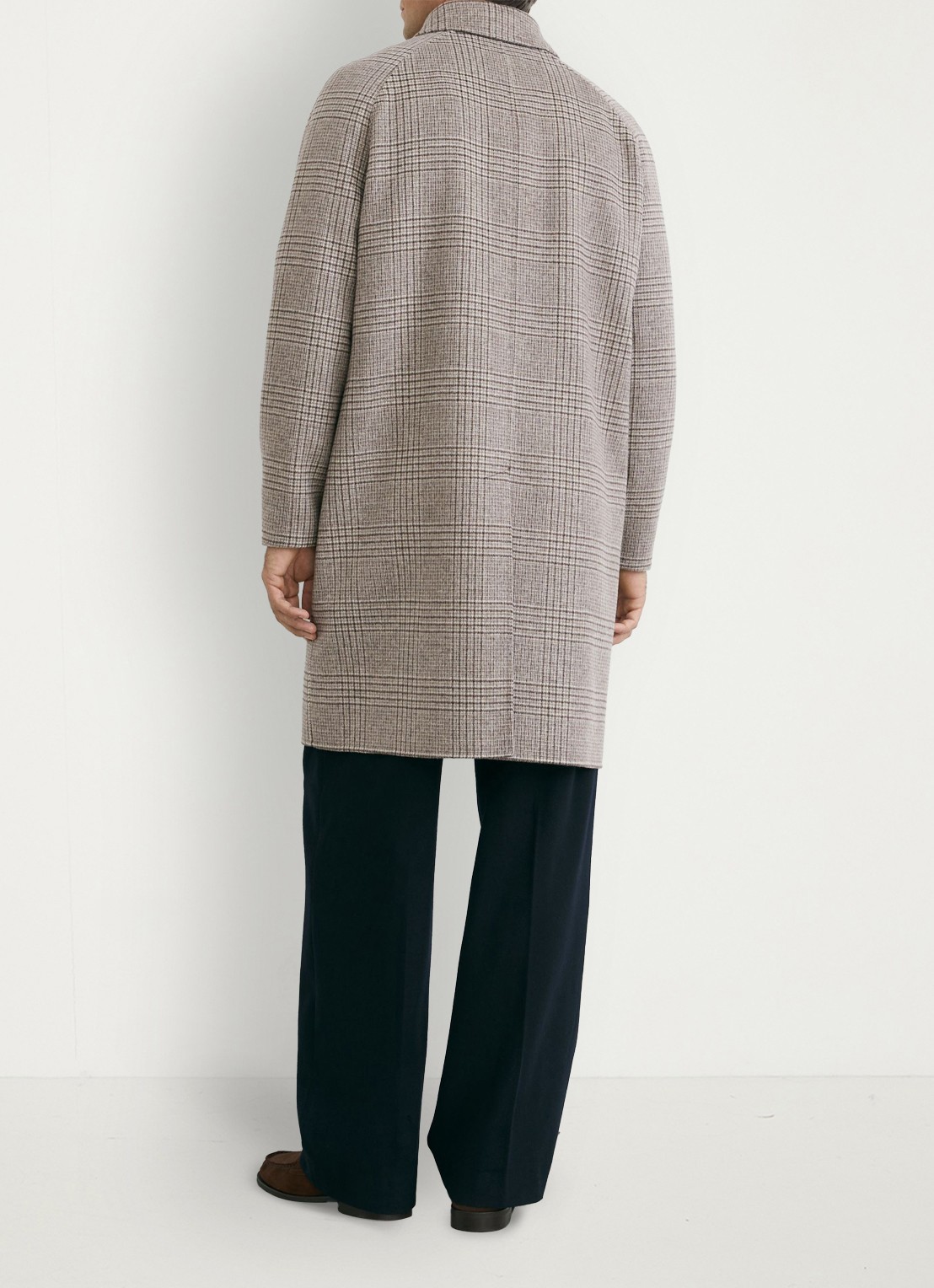 Reiss Morpeth mantel in wolblend met ruitdessin - achterkant 8 grijsmele