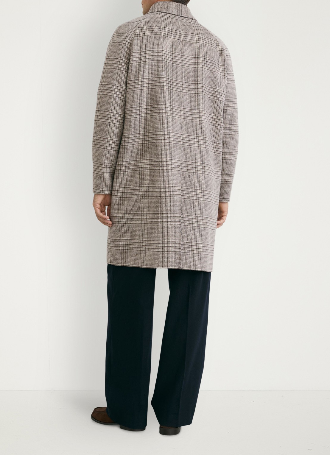 Reiss Morpeth mantel in wolblend met ruitdessin - achterkant 6 grijsmele