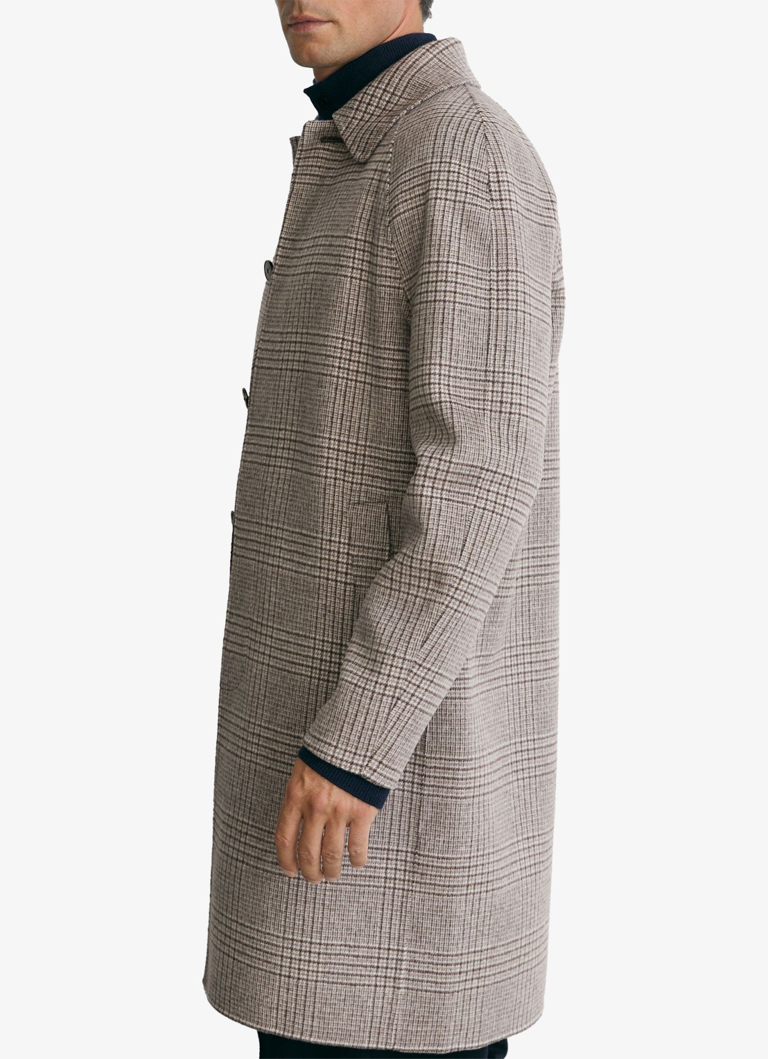 Reiss Morpeth mantel in wolblend met ruitdessin - detail 2 grijsmele