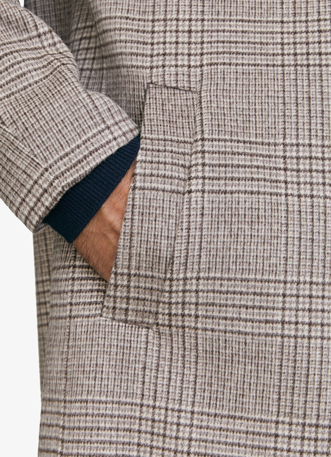 Reiss Morpeth mantel in wolblend met ruitdessin - detail 4 grijsmele