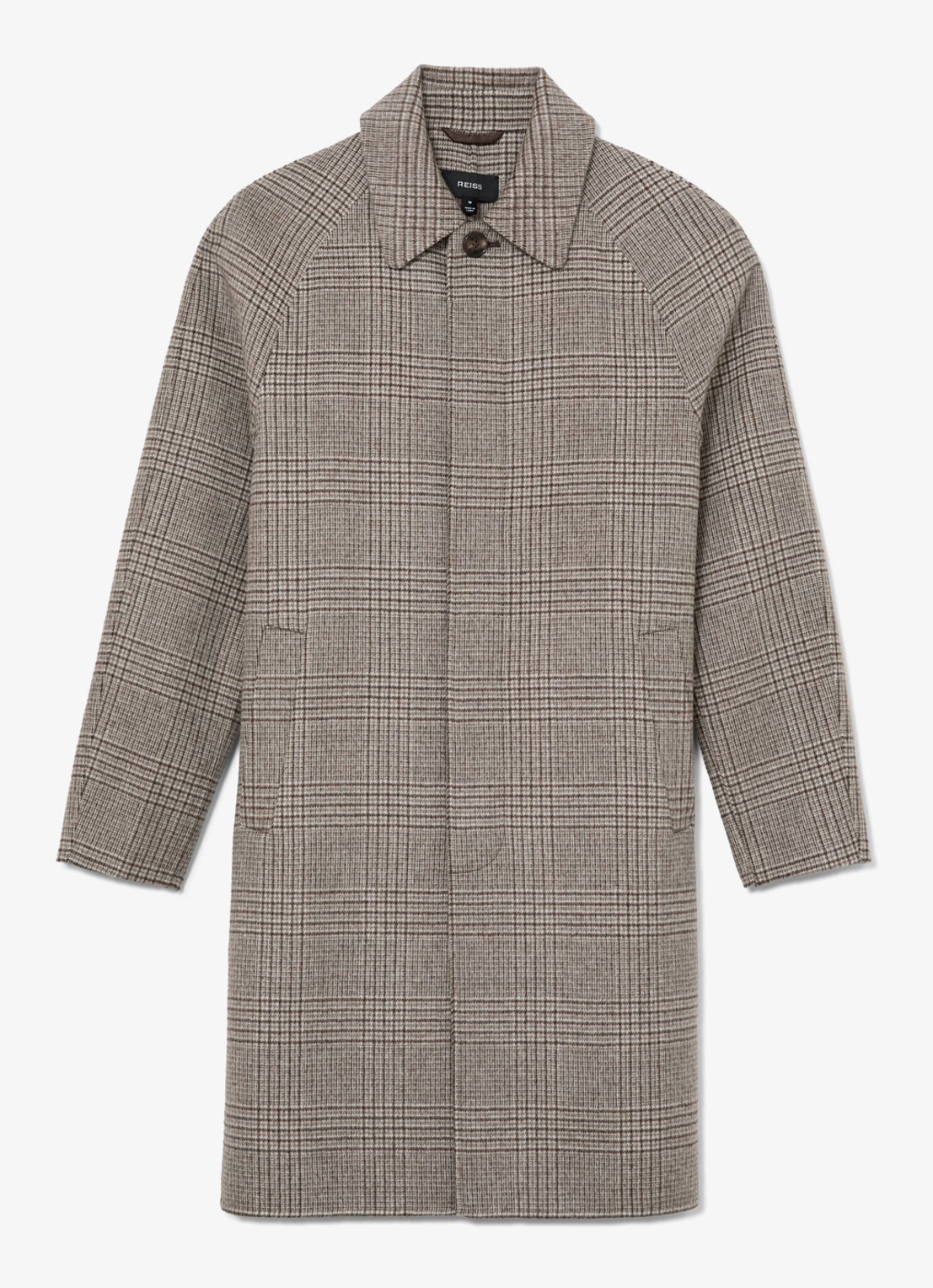 Reiss Morpeth mantel in wolblend met ruitdessin - voorkant 6 grijsmele