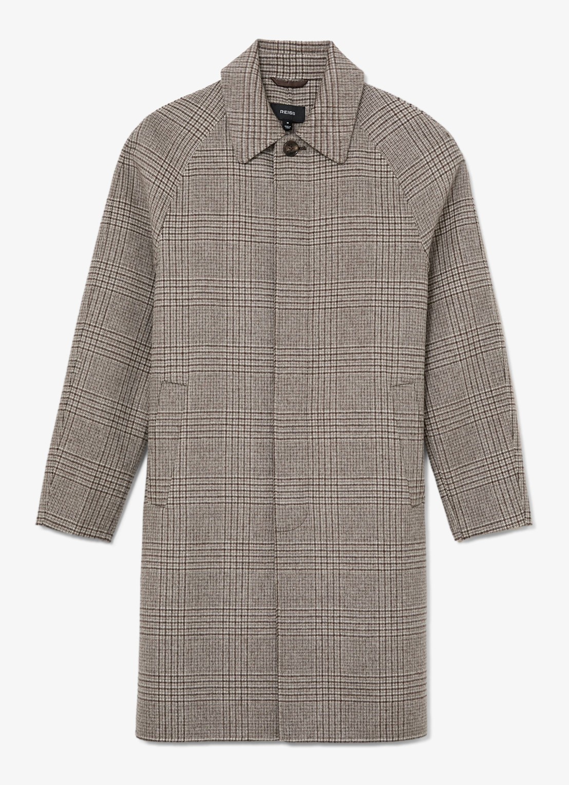 Reiss Morpeth mantel in wolblend met ruitdessin - voorkant 7 grijsmele