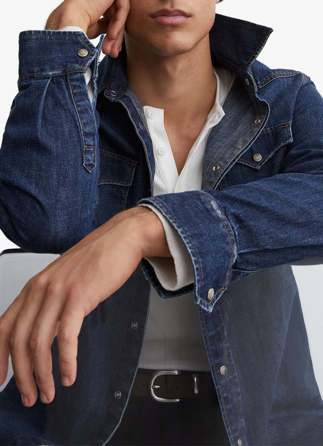 Reiss Mountain denim regular-fit overhemd - detail 4 denim
