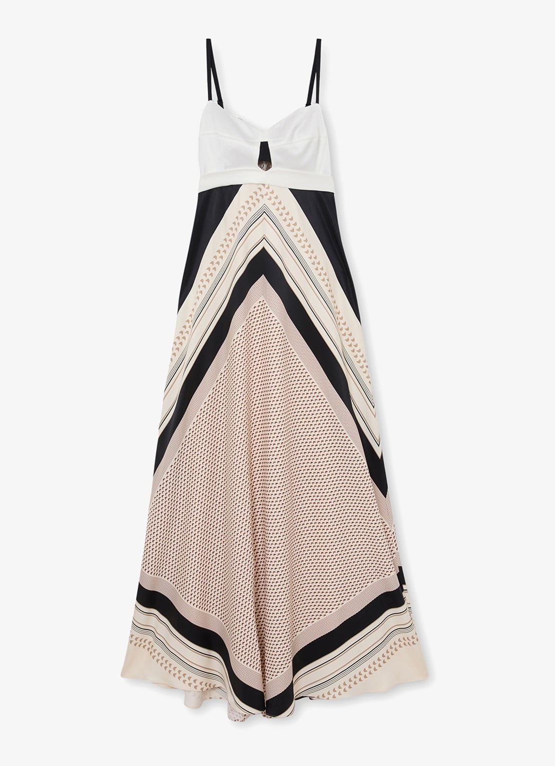 Reiss Myra maxi jurk met grafische print  - voorkant 2 beige