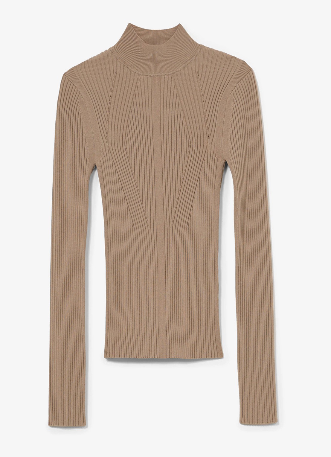 Reiss Nancy ribgebreide trui met col - voorkant 5 beige
