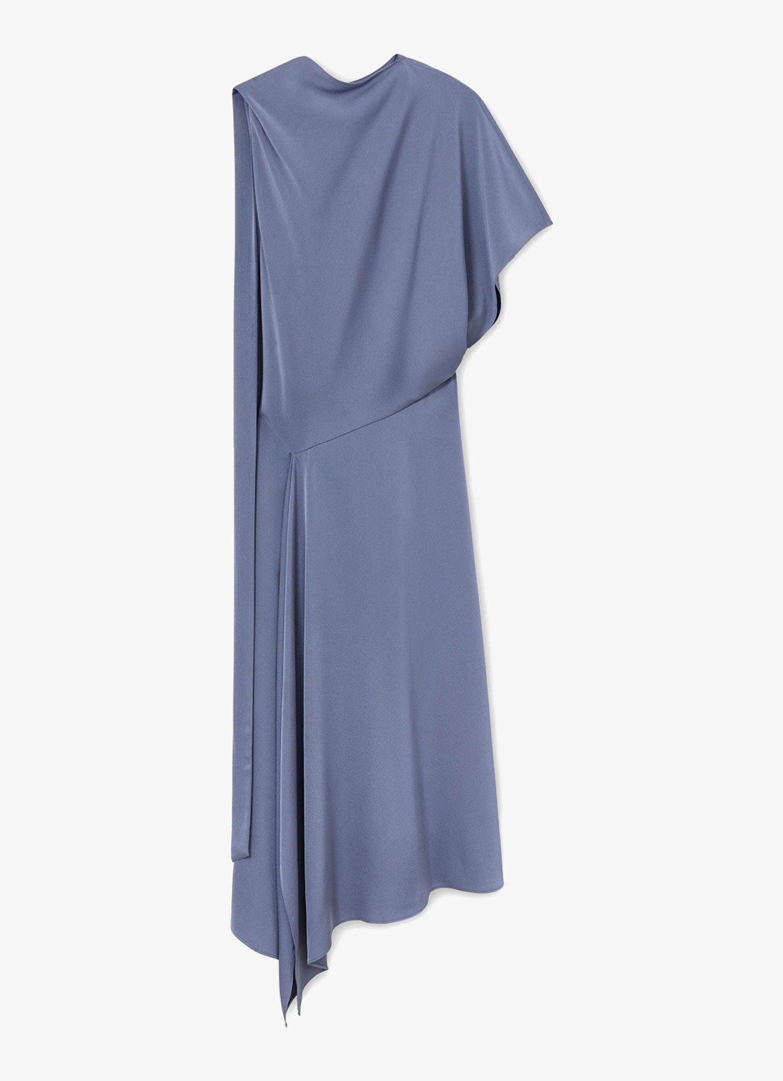 Reiss Naomi one shoulder maxi jurk van satijn met plooidetail - voorkant 5 lila