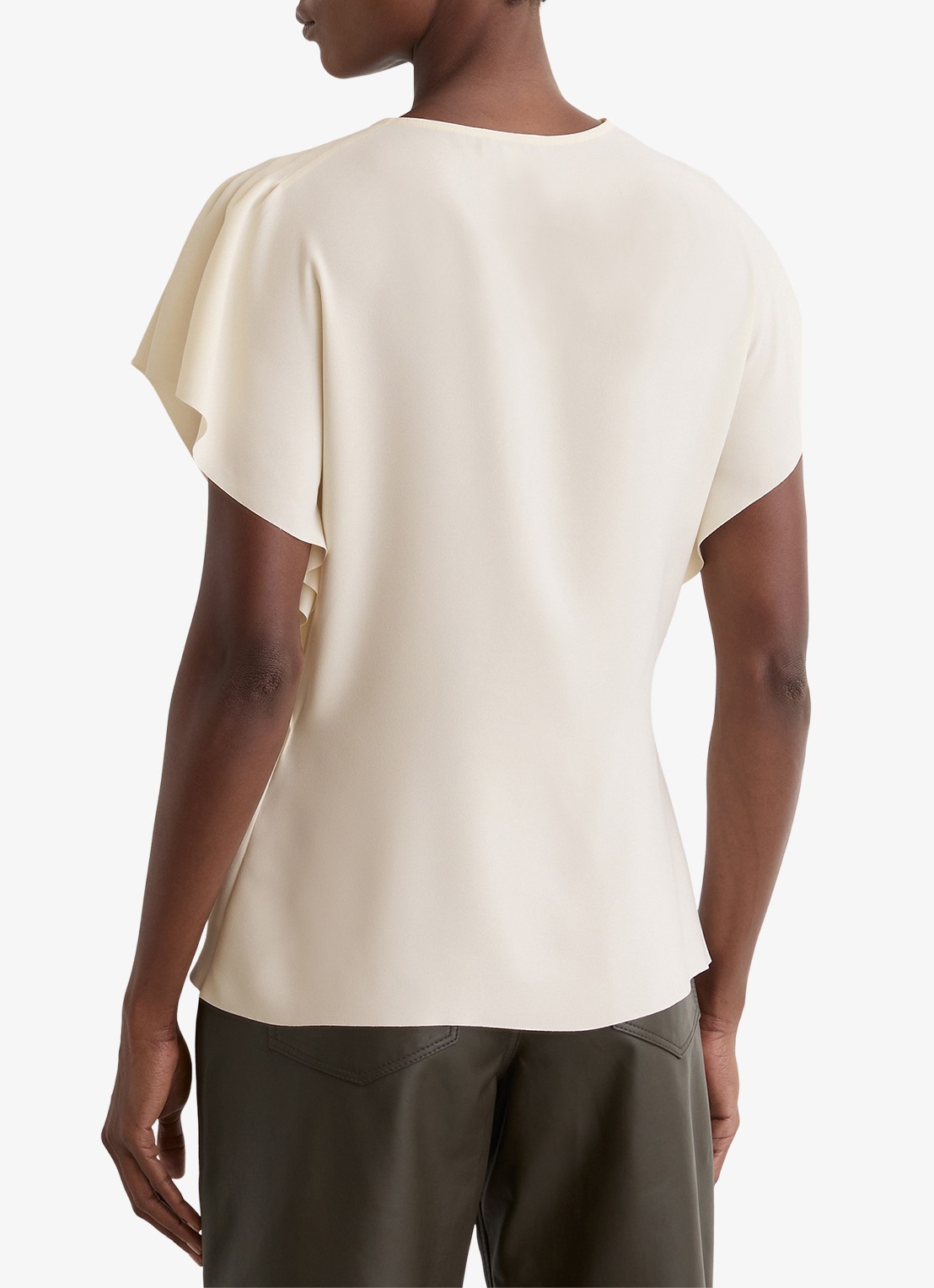 Reiss Natalie top met gedrapeerd detail - achterkant beige