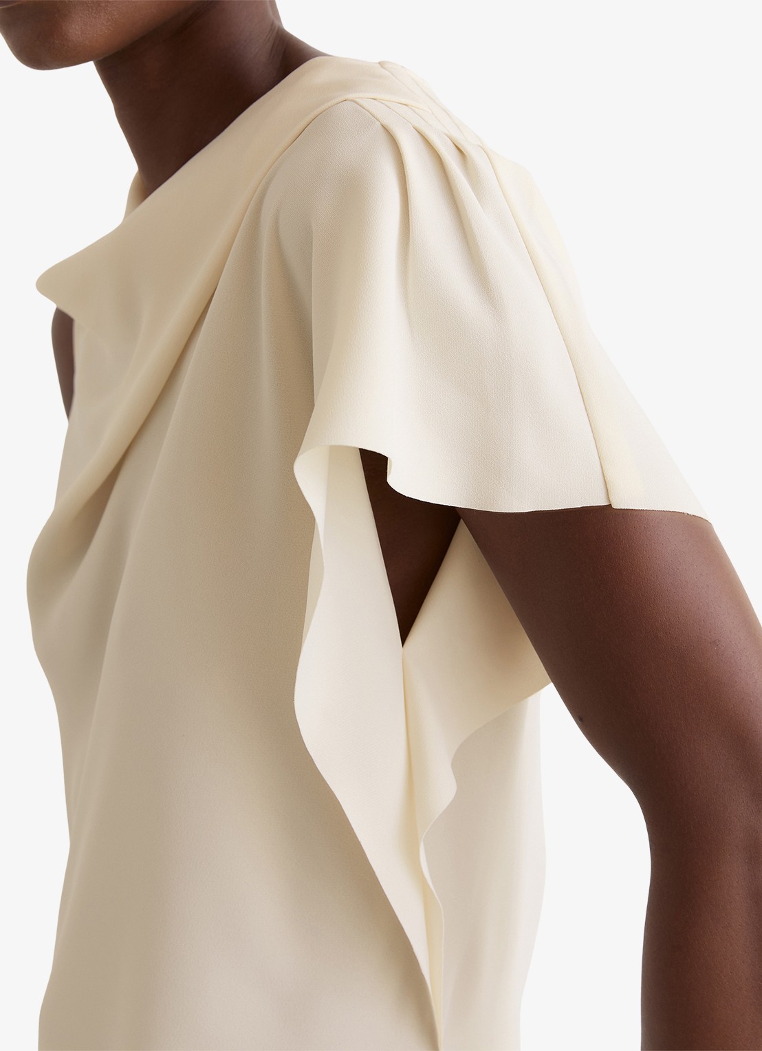 Reiss Natalie top met gedrapeerd detail - detail 3 beige
