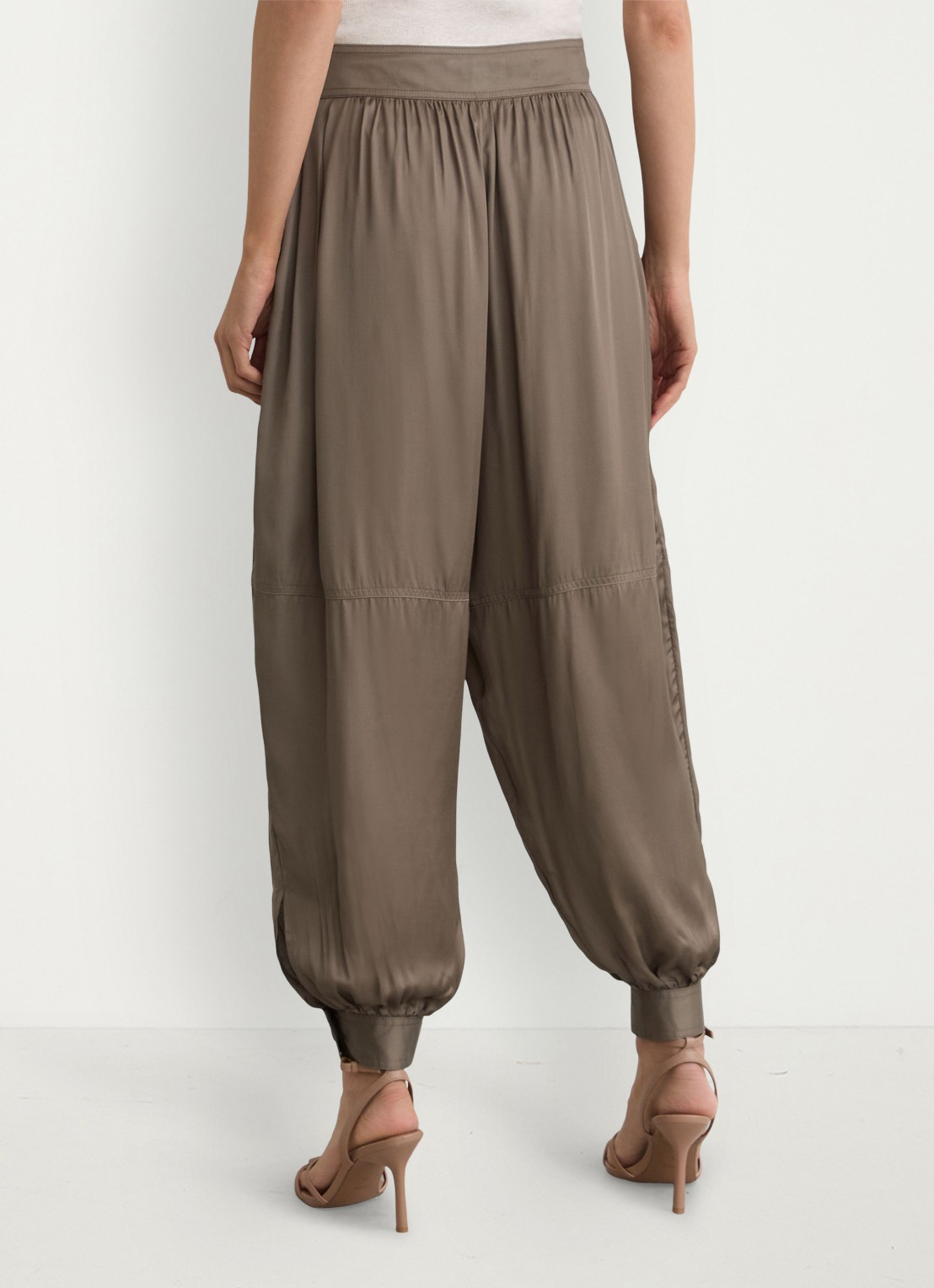Reiss Neave high waist  tapered fit pantalon met plooien - achterkant 5 beige