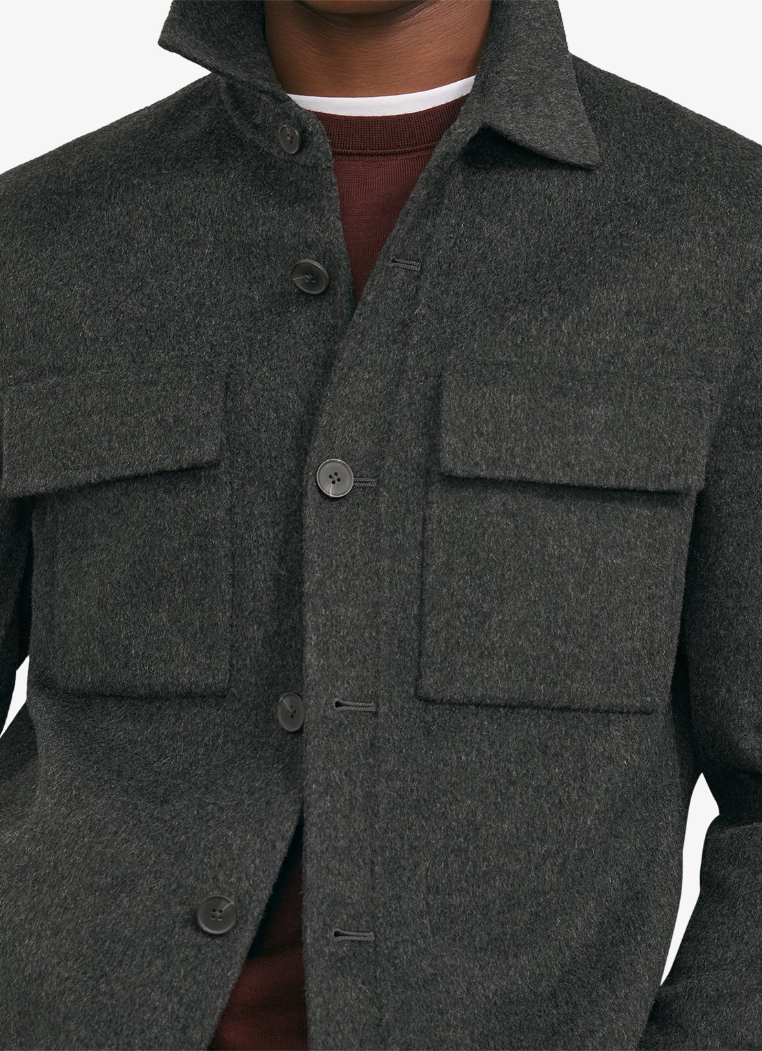 Reiss Net jack in wolblend met borstzakken - detail 5 donkergrijs