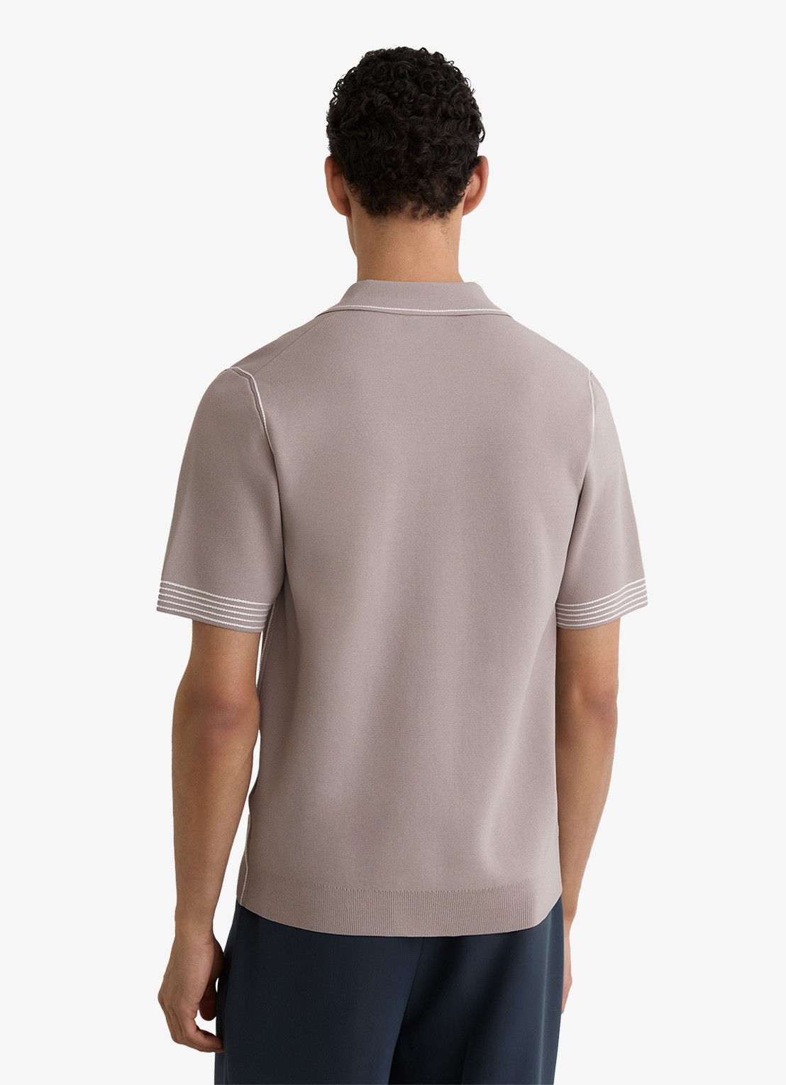Reiss Newbury regular fit polo met borstzak  - achterkant 6 taupe