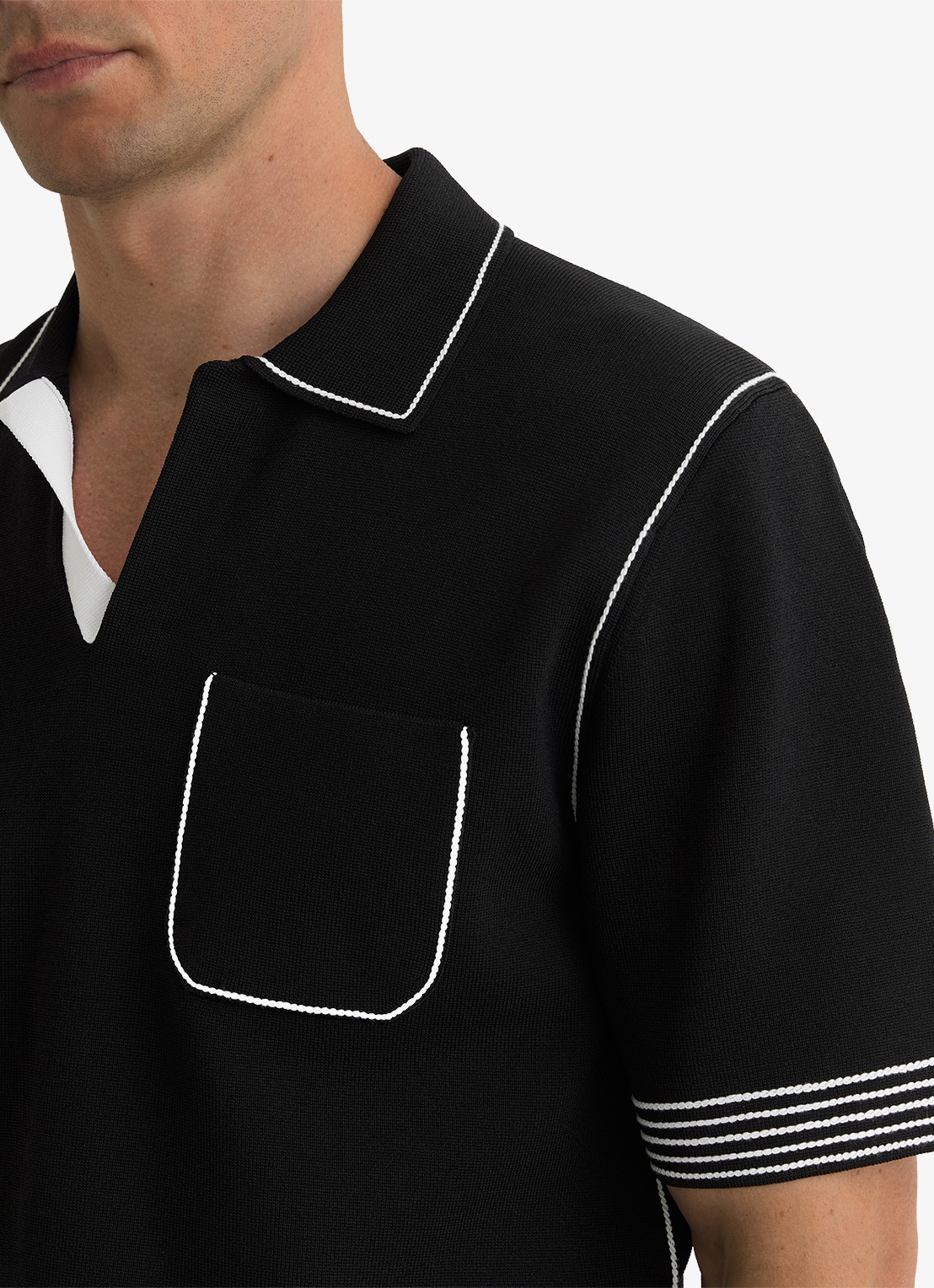 Reiss Newbury regular fit polo met borstzak  - detail 3 black / zwart