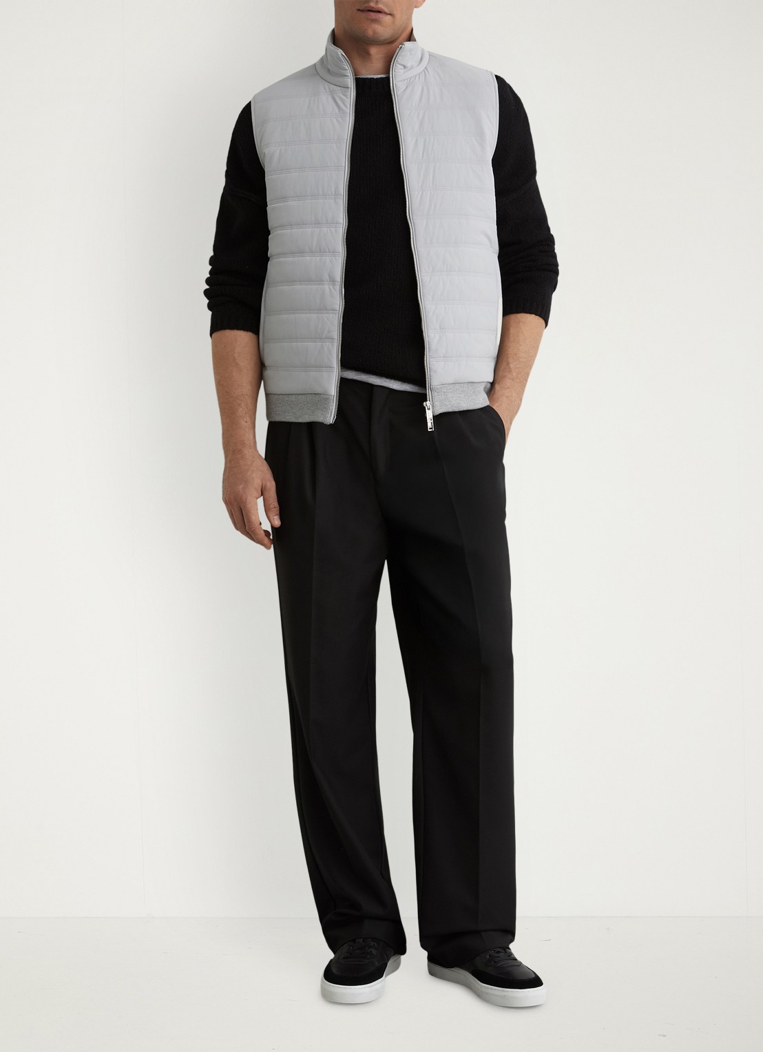 Reiss Newford bodywarmer in wolblend met opstaande kraag en steekzakken - voorkant 2 soft grey / grijs